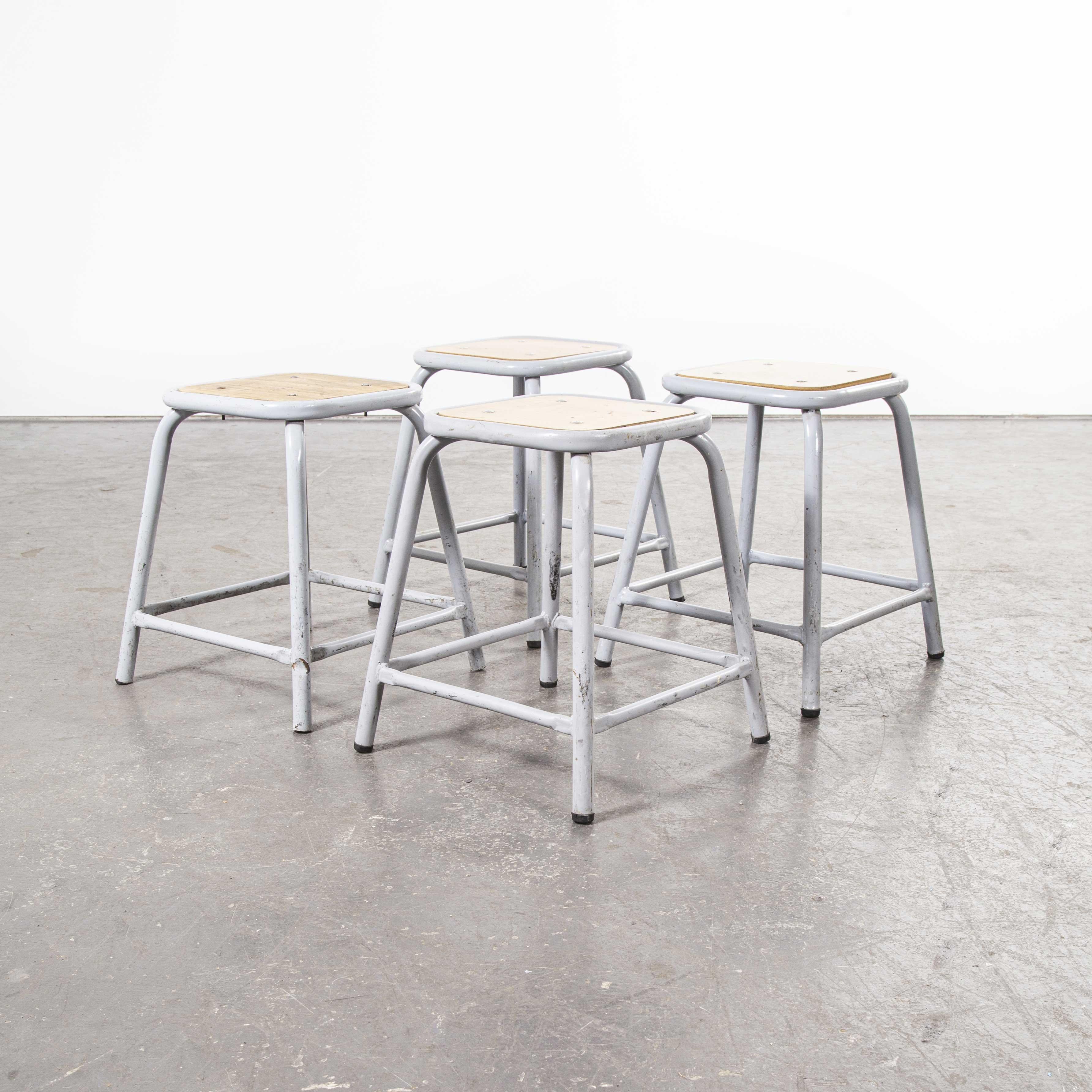 Mid-20th Century 1960s Mullca Low Stacking Stool, Grey, Set of Four For Sale
