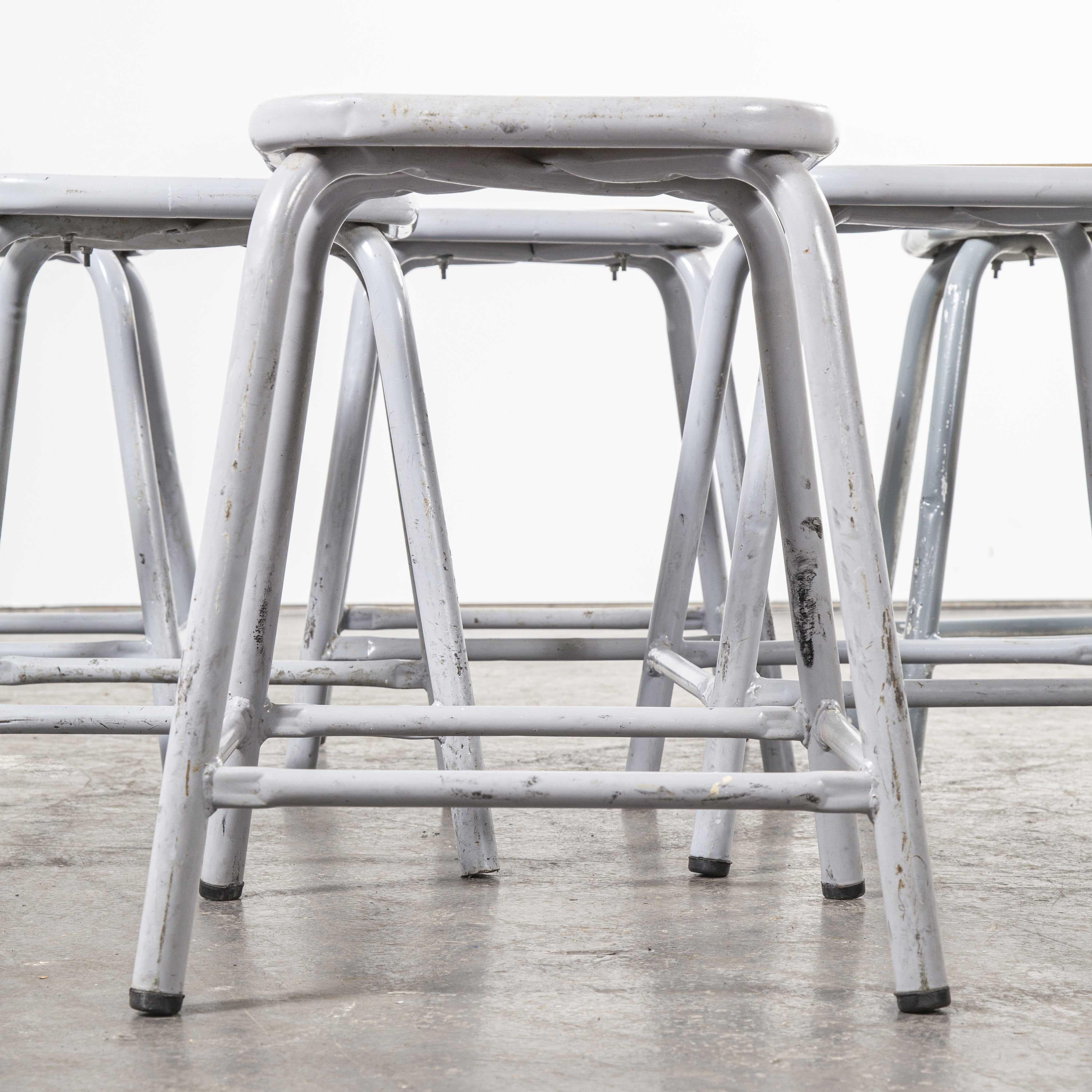 Mid-20th Century 1960s Mullca Low Stacking Stool, Grey, Set of Six For Sale