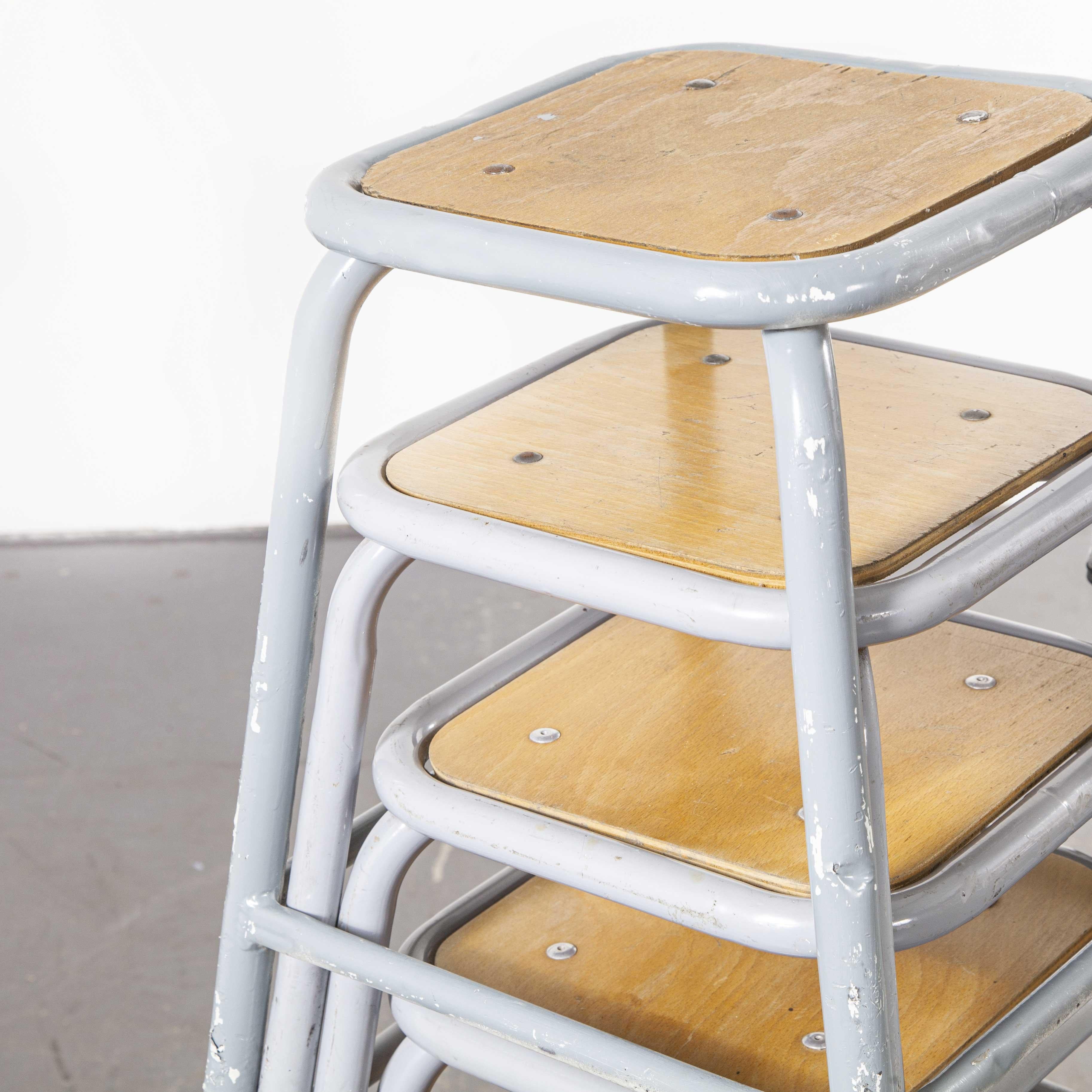 1960s Mullca low stacking stool – Grey – Various quantities available
1960s Mullca low stacking stool – grey – various quantities available. Sourced from the French Army these stools were used in field operations as bedside tables/stools. In 1947