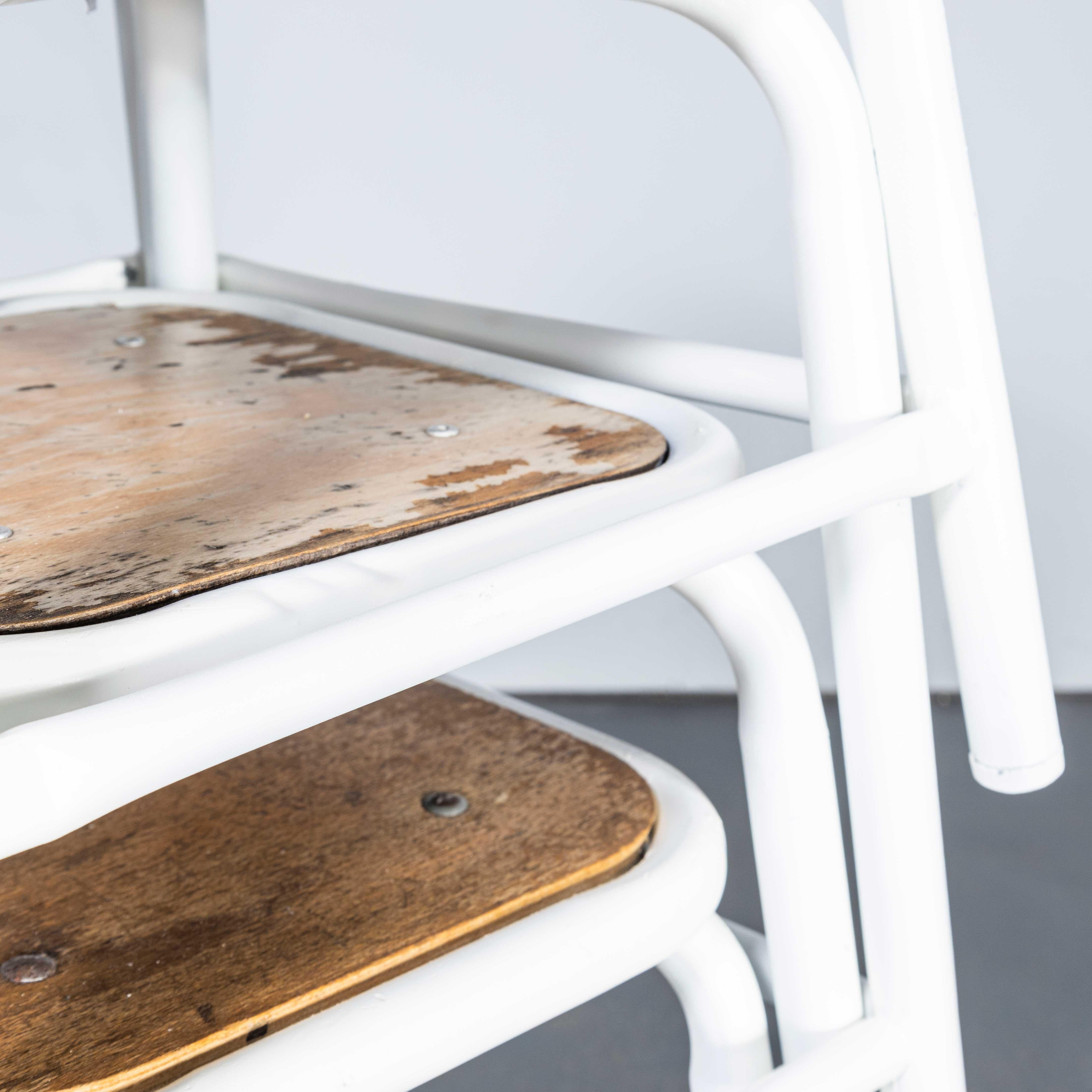 French 1960's Mullca Low Stacking Stool - White - Set Of Four For Sale