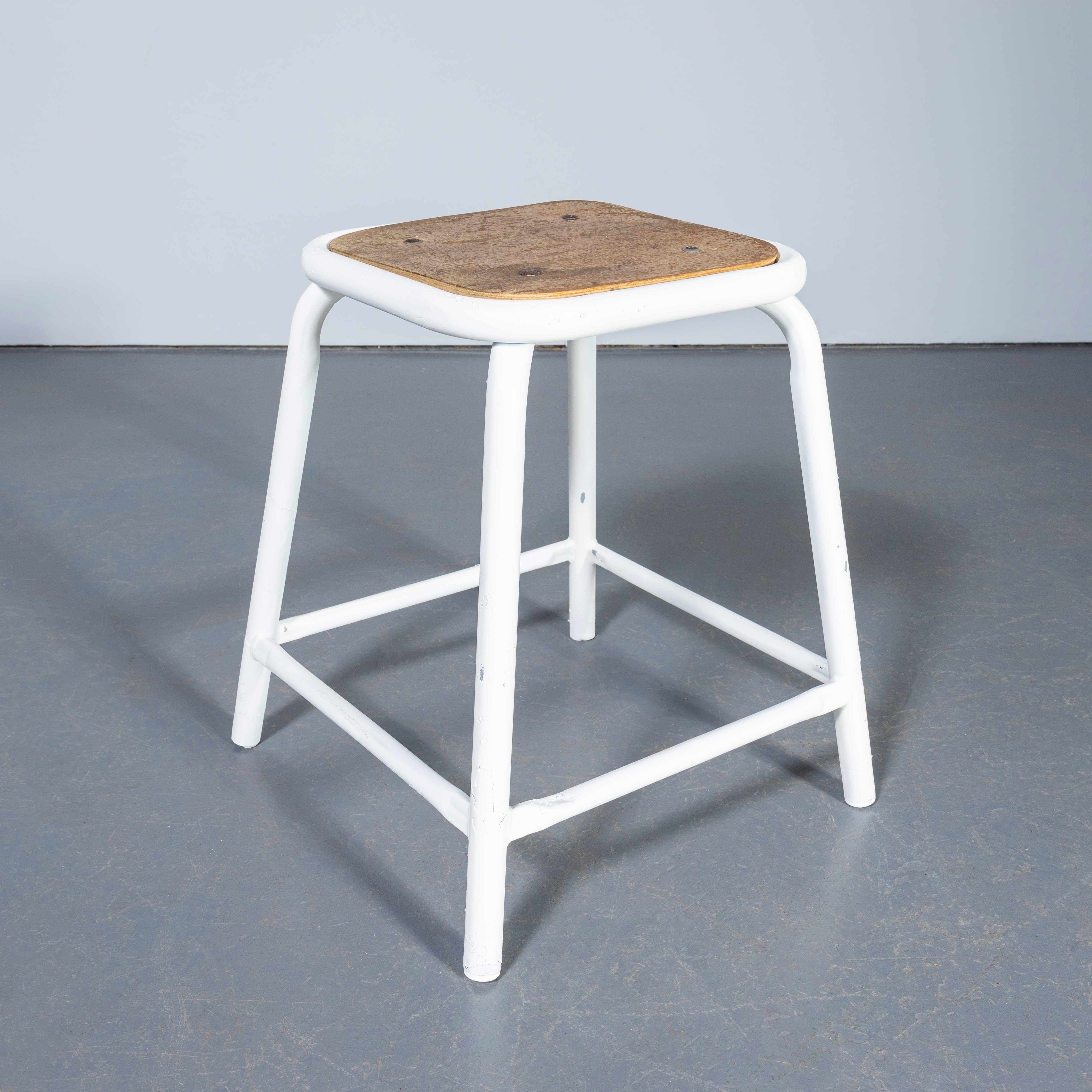Metal 1960's Mullca Low Stacking Stool - White - Set Of Four For Sale
