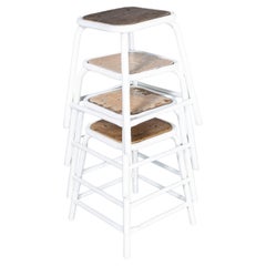 Sgabello basso impilabile Mullca degli anni '60 - bianco - set di quattro