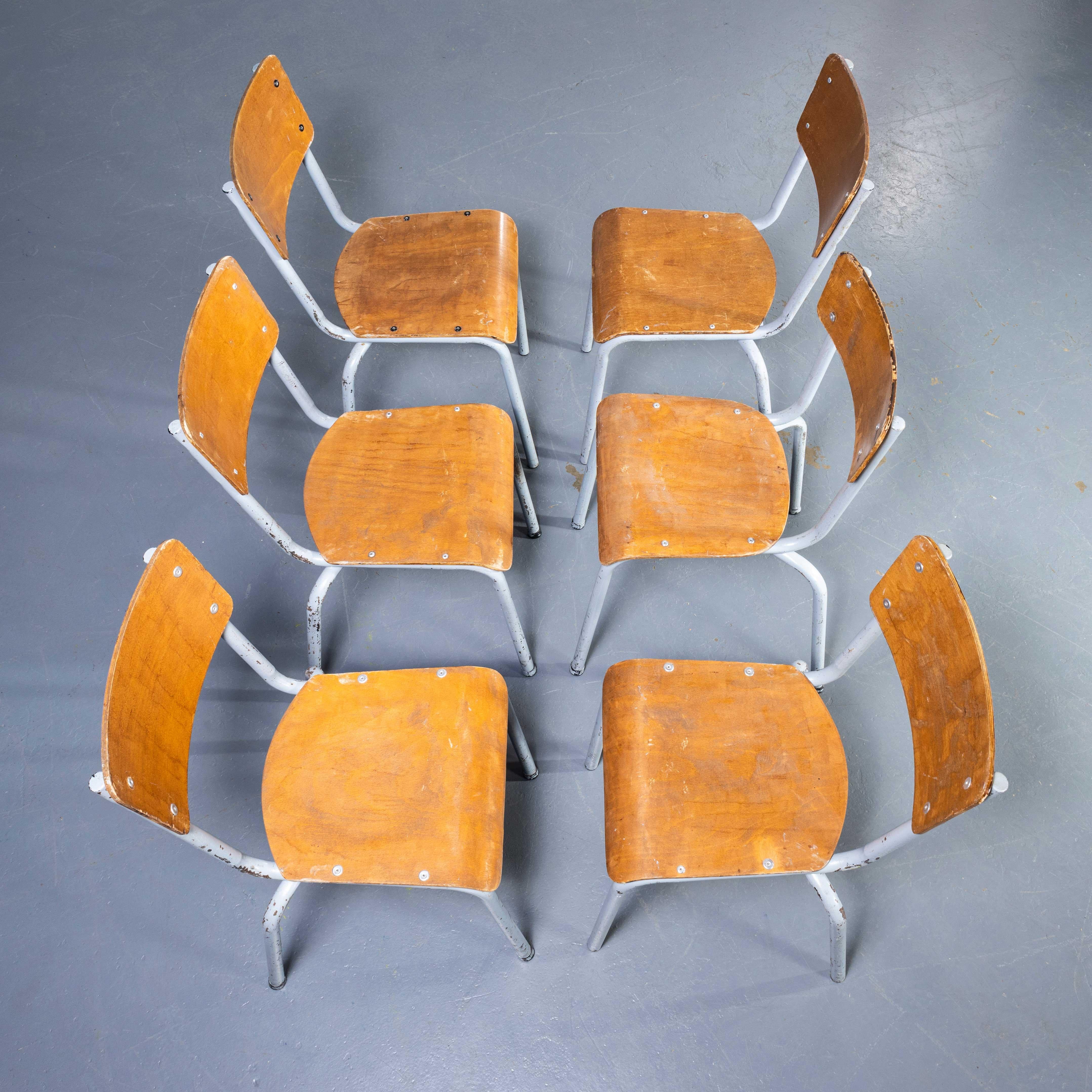 Steel 1960's Mullca Simple Grey Stacking Dining Chairs - Large Quantity Available For Sale