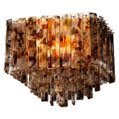 1960s, Multi-Color Italian Squared Venini Murano Crystal Ceiling Lamp by Mazzega