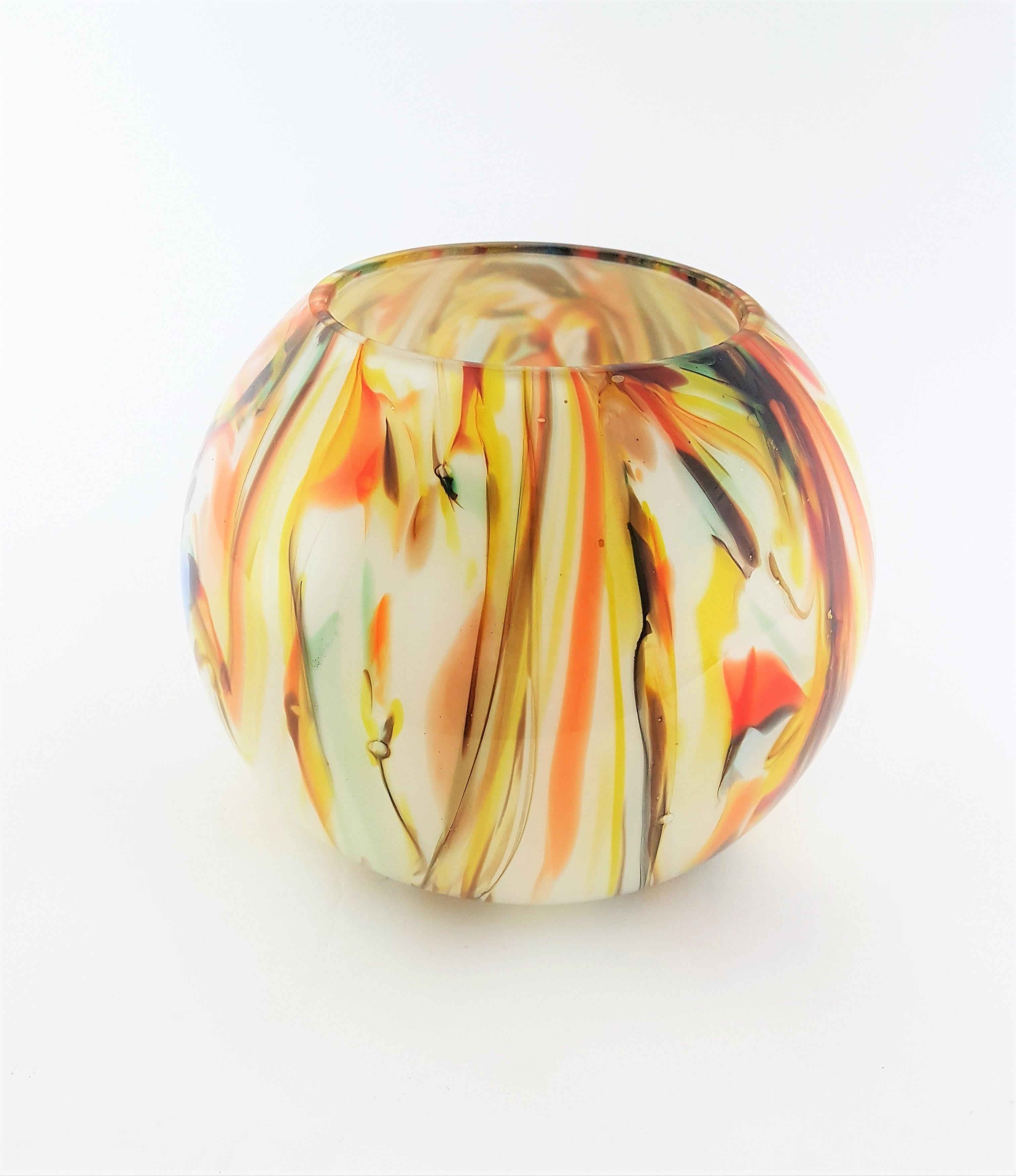 1960s Multi-Color Latticino Murano Glass Globe Vase 5