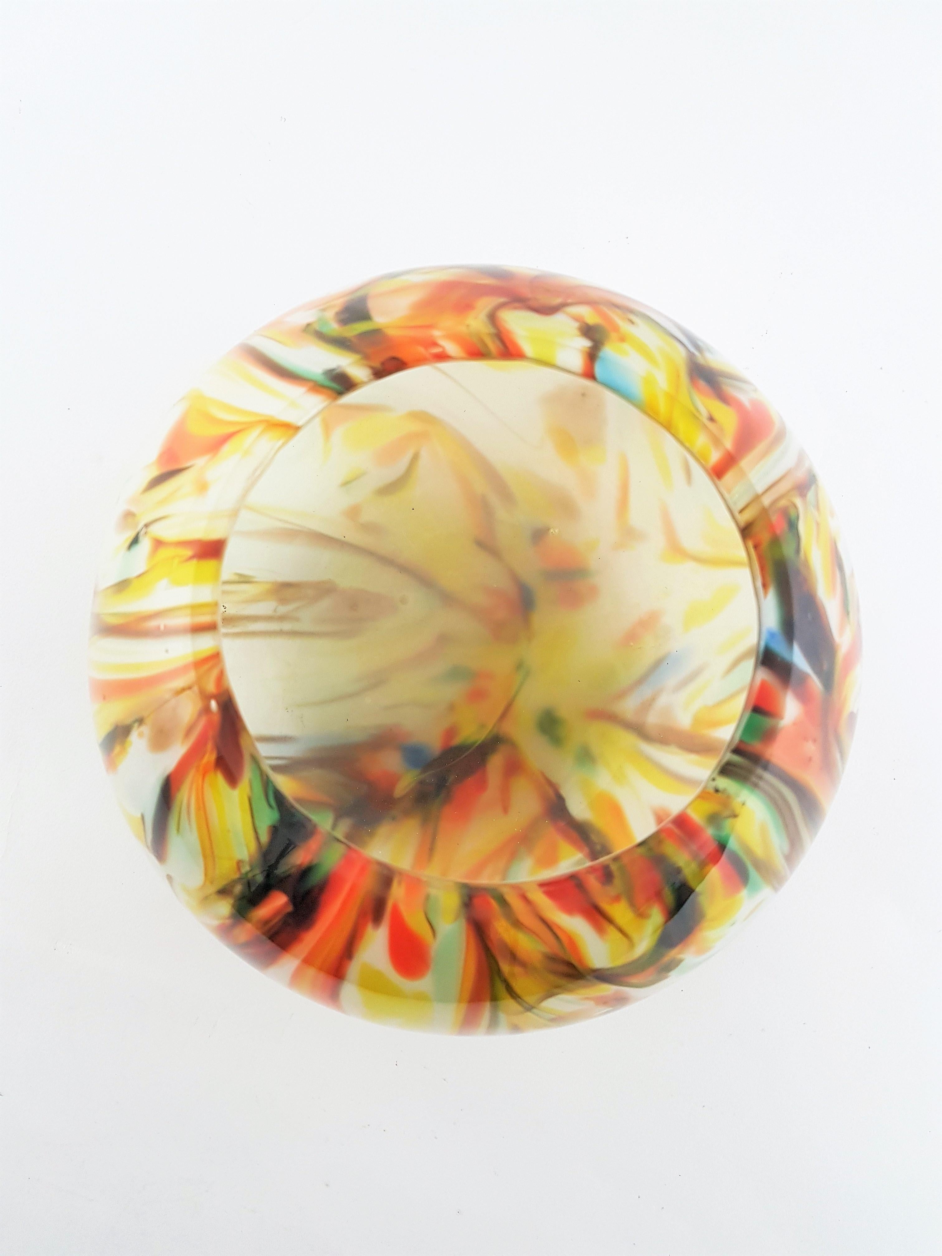 1960s Multi-Color Latticino Murano Glass Globe Vase 9