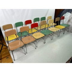 1960s Multi Colored Heywood Wakefield School Chairs, Set of 13