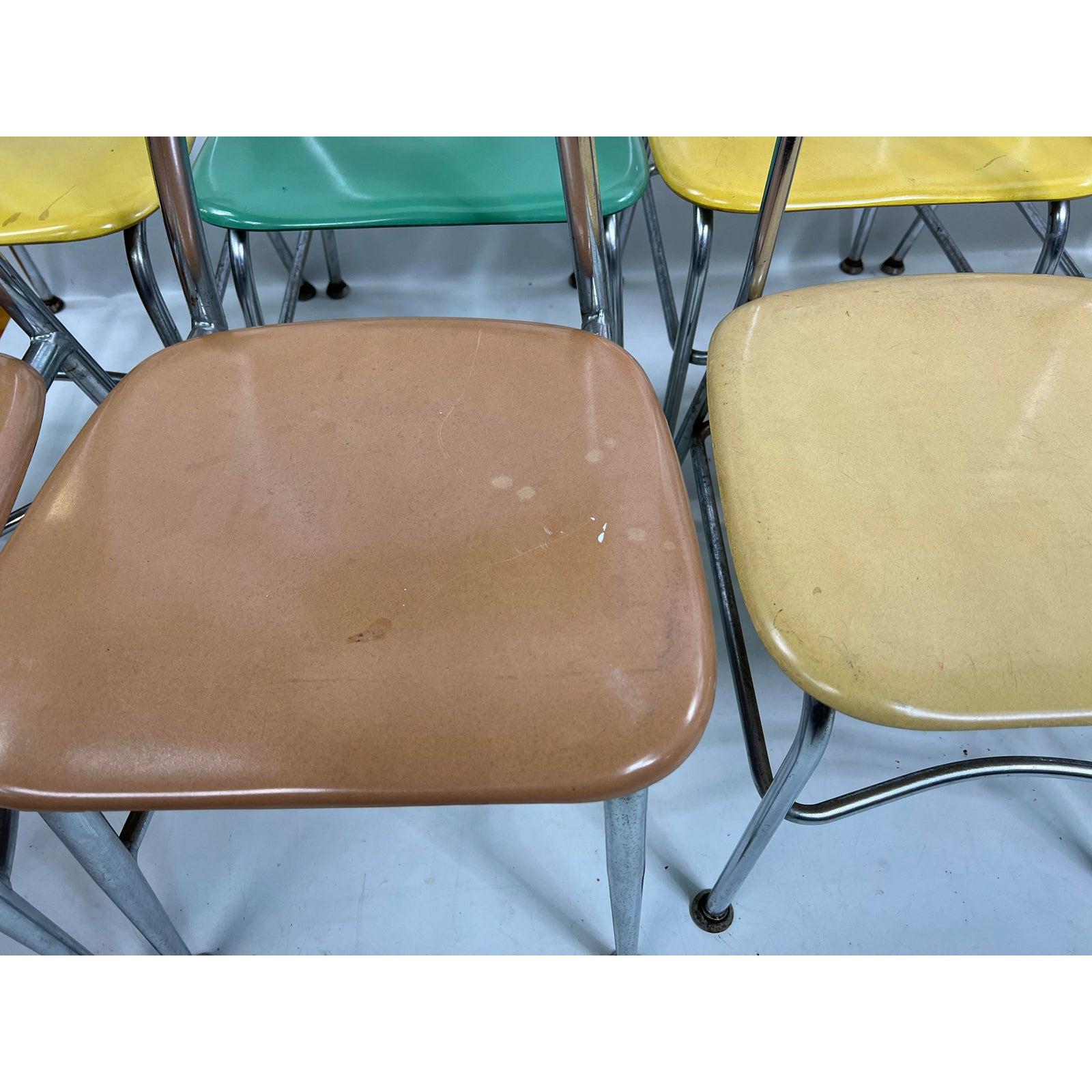 American 1960s Multi Colored Heywood Wakefield School Chairs, Set of 13