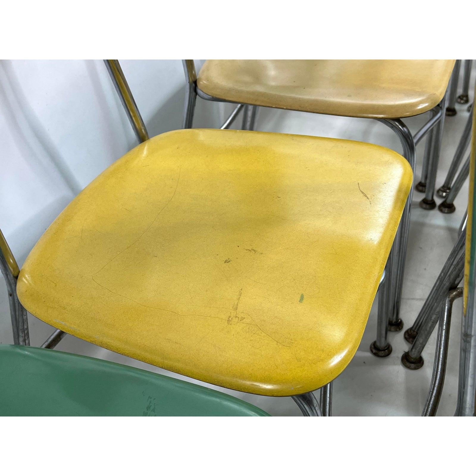 Metal 1960s Multi Colored Heywood Wakefield School Chairs, Set of 13