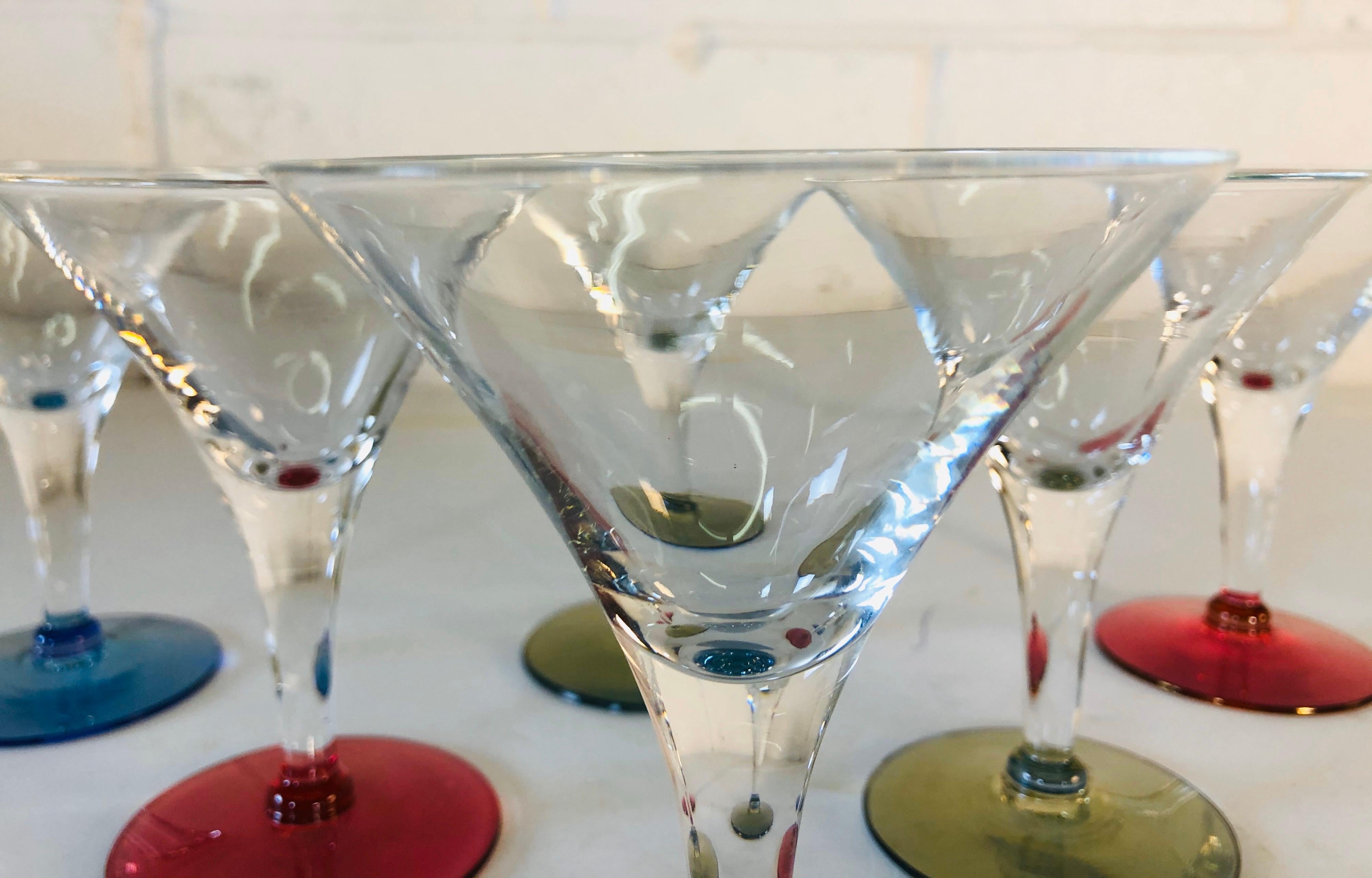 20th Century 1960s Multicolored Small Martini Stems, Set of 6