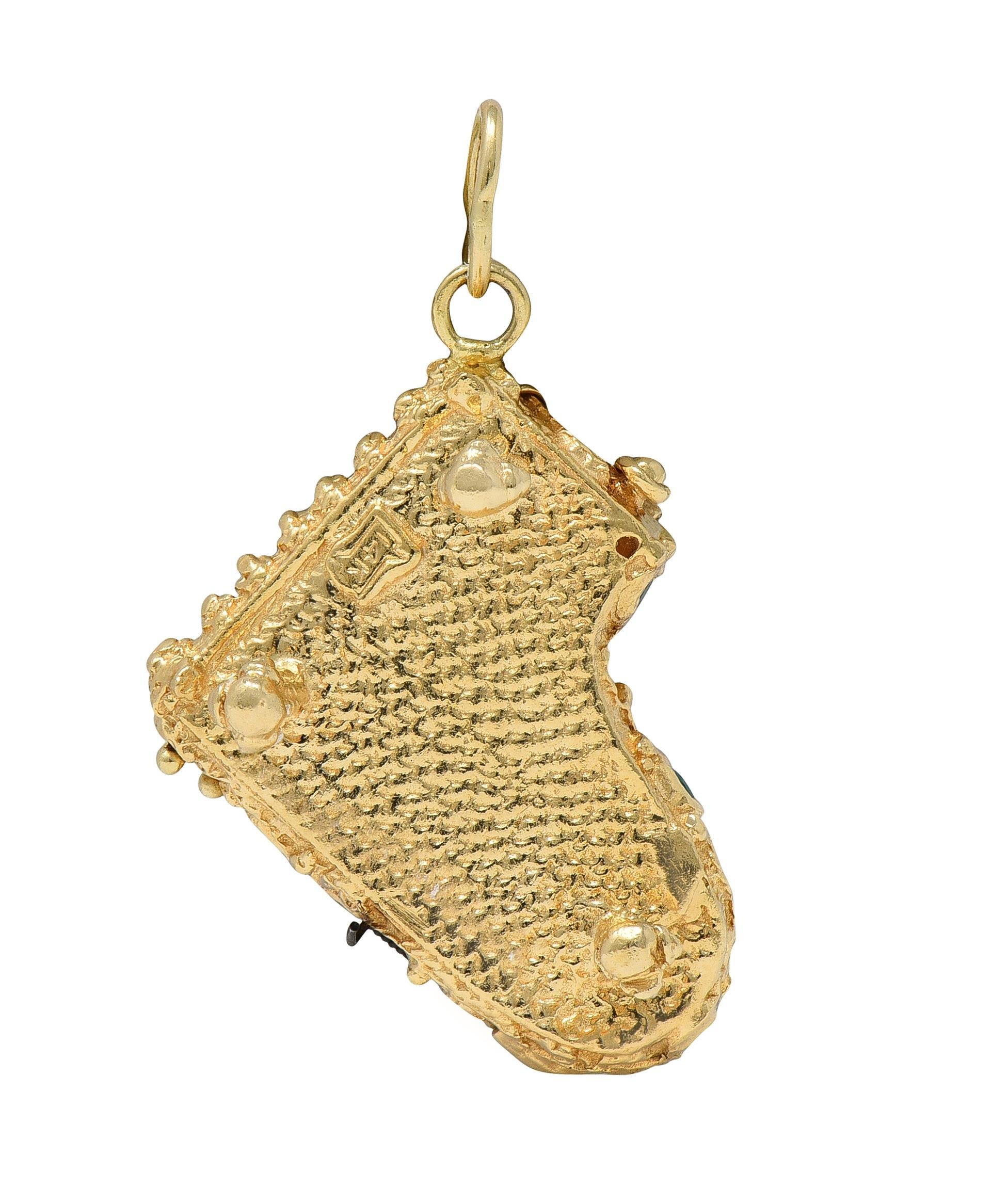 Round Cut 1960's Multi-Gem 14 Karat Yellow Gold Vintage Piano Pendant Charm For Sale