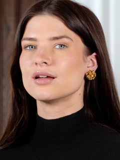 1960's Multi-Gem Diamond 18K Gold Vintage En Tremblant Flower Cluster Earrings