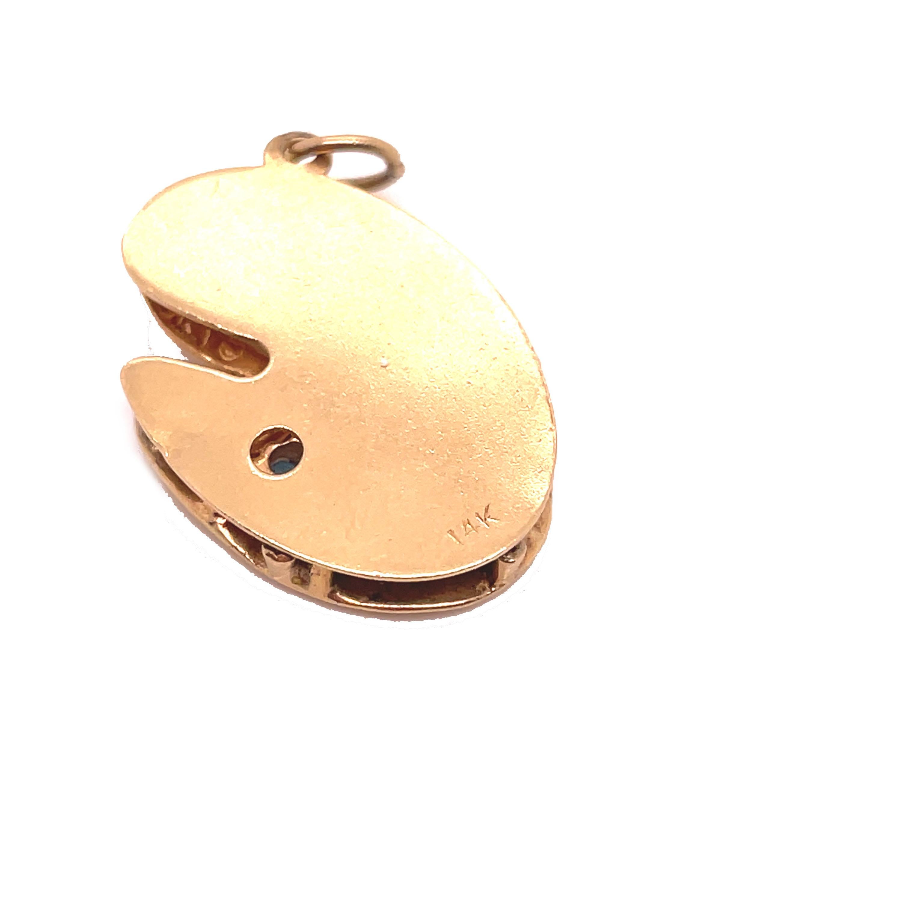 1960s, Multi-Stone Artist Palette Charm in Yellow Gold 6