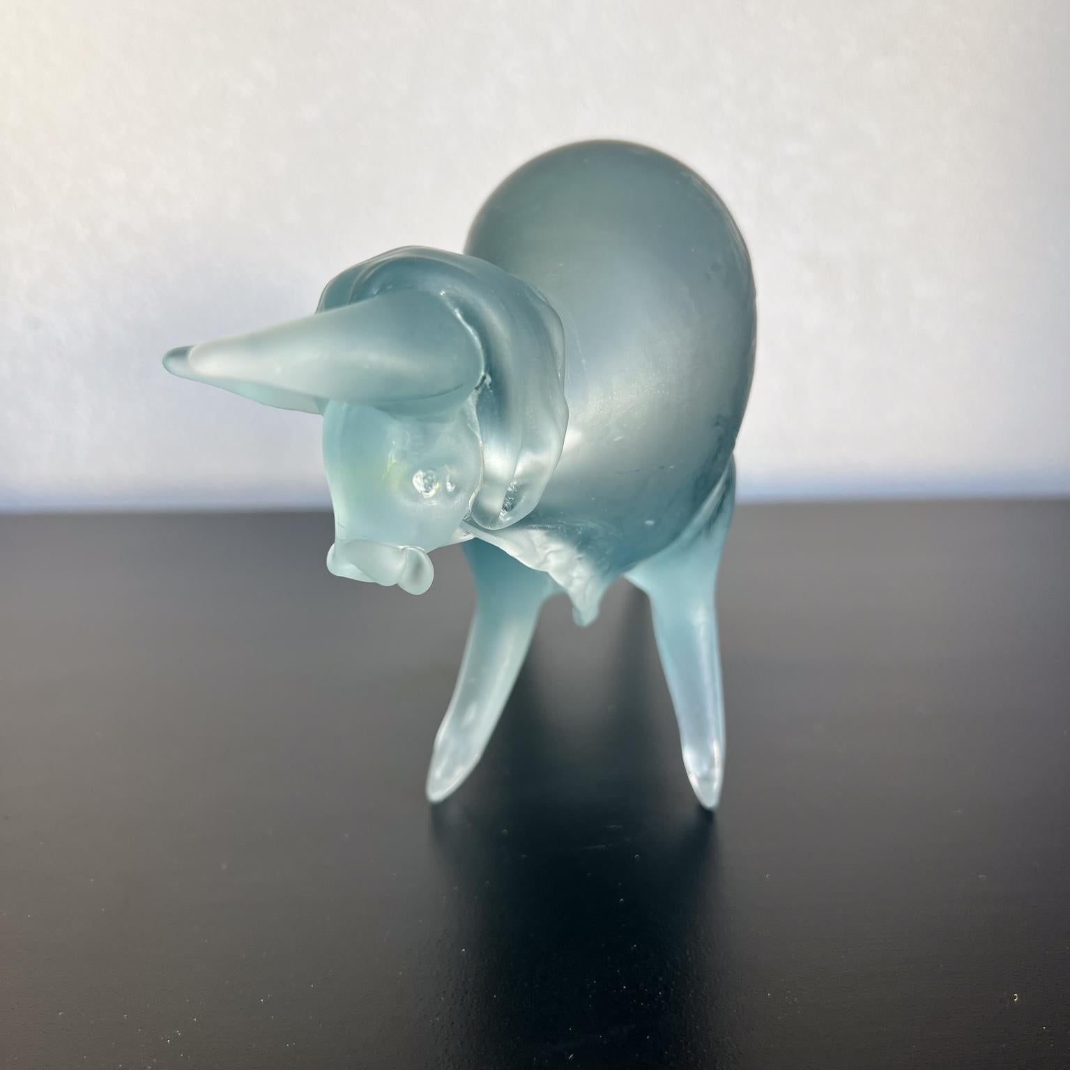 1960s Murano Art Glass Blue Satin Bull Figure Sculpture In Good Condition For Sale In Chula Vista, CA