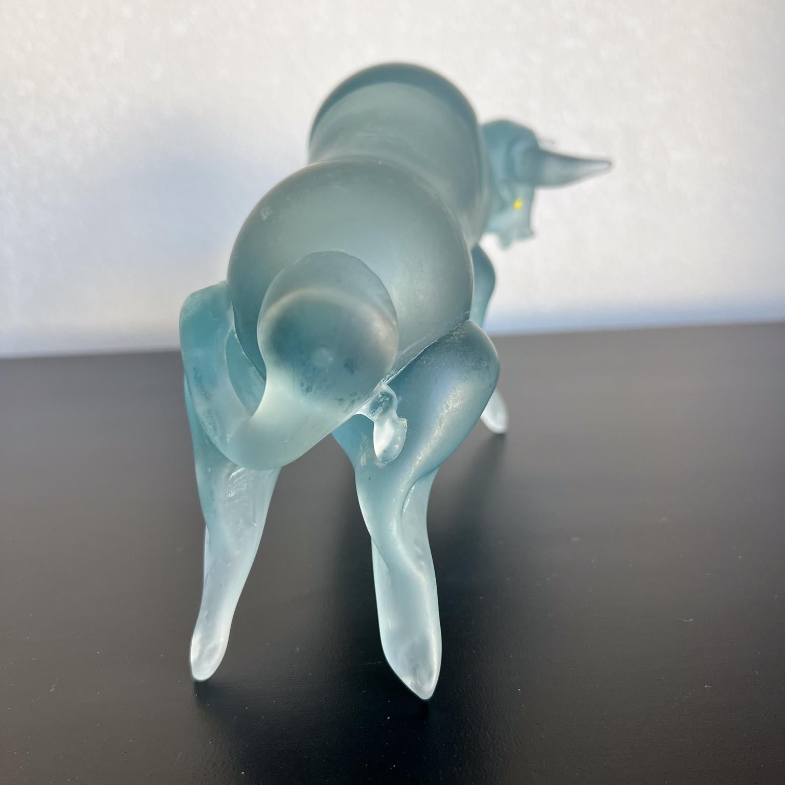 1960s Murano Art Glass Blue Satin Bull Figure Sculpture For Sale 2