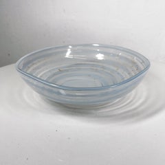 1960s Murano Art Glass Bowl Blue White Swirl Ribbon Italy