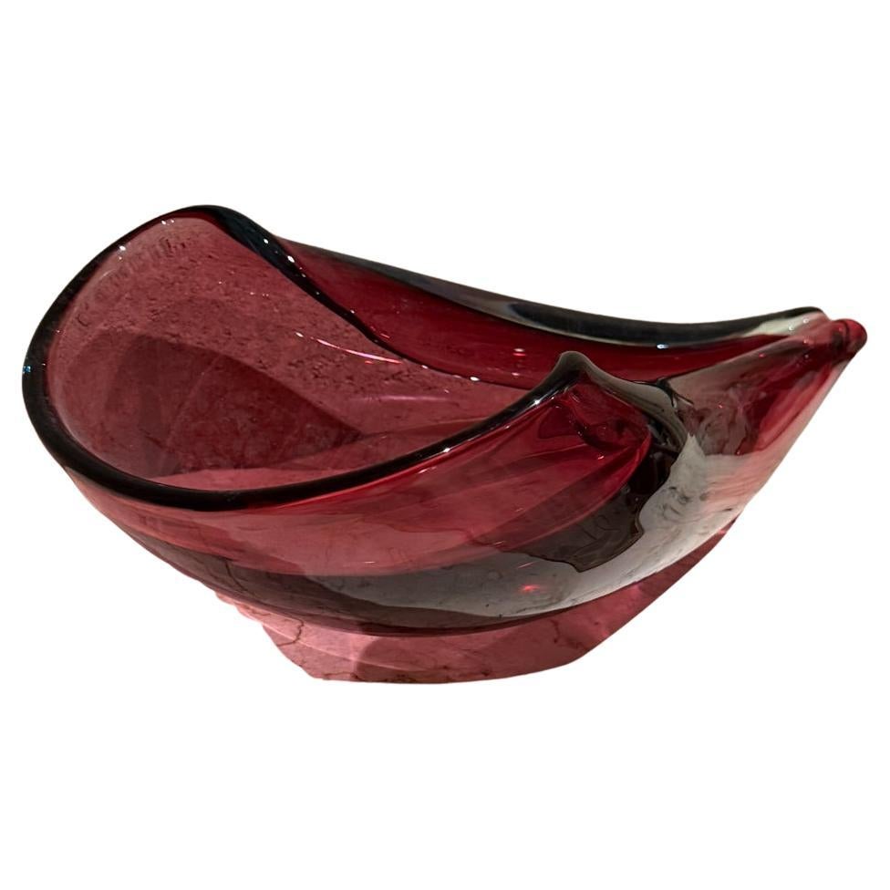 1960s Murano Art Glass Sommerso Purple Bowl Italy
