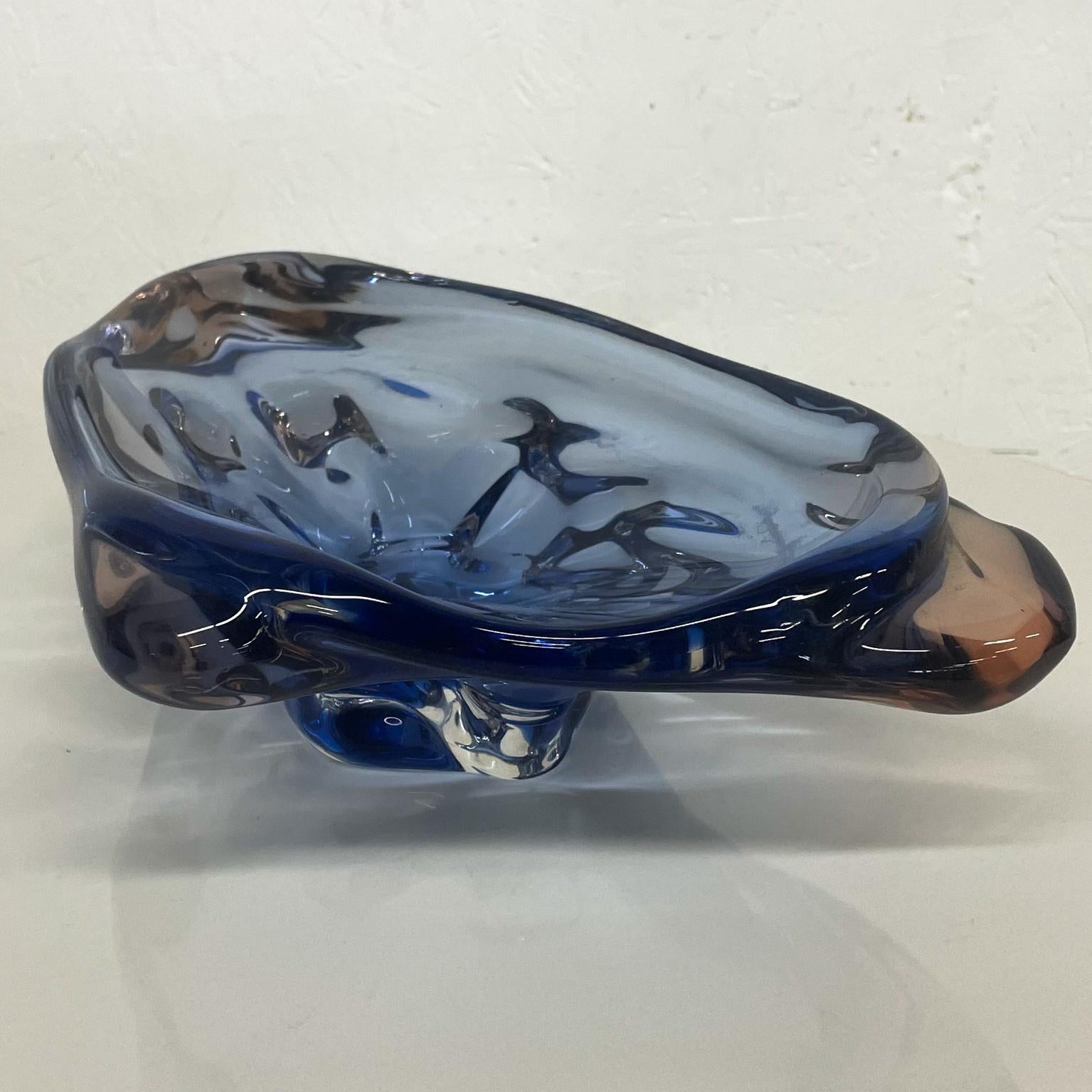 1960s Murano Blue Art Glass Sculptural Dish Modern Organic Form Italy In Good Condition In Chula Vista, CA