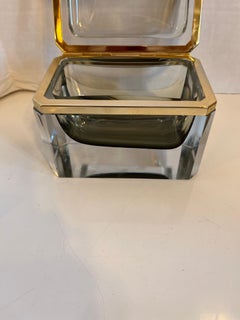 1960s Murano Bronze-Mounted Glass Casket Attributed to Sommerso