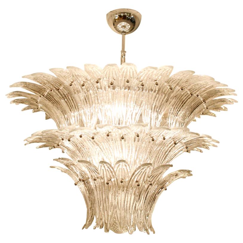 1980s Murano Chandelier Clear Blown Glass Italian Design Barovier and Toso Style
