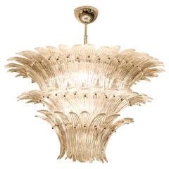 1980s Murano Chandelier Clear Blown Glass Italian Design Barovier and Toso Style