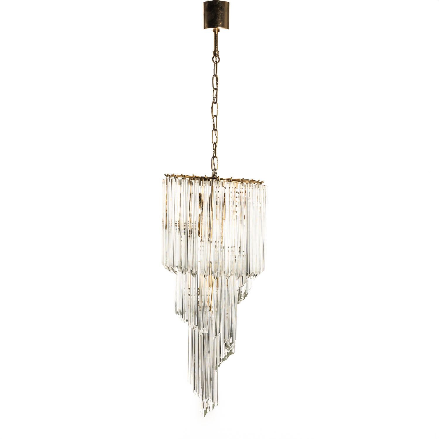 1960's Murano Glass and Brass Chandelier by Venini For Sale 5