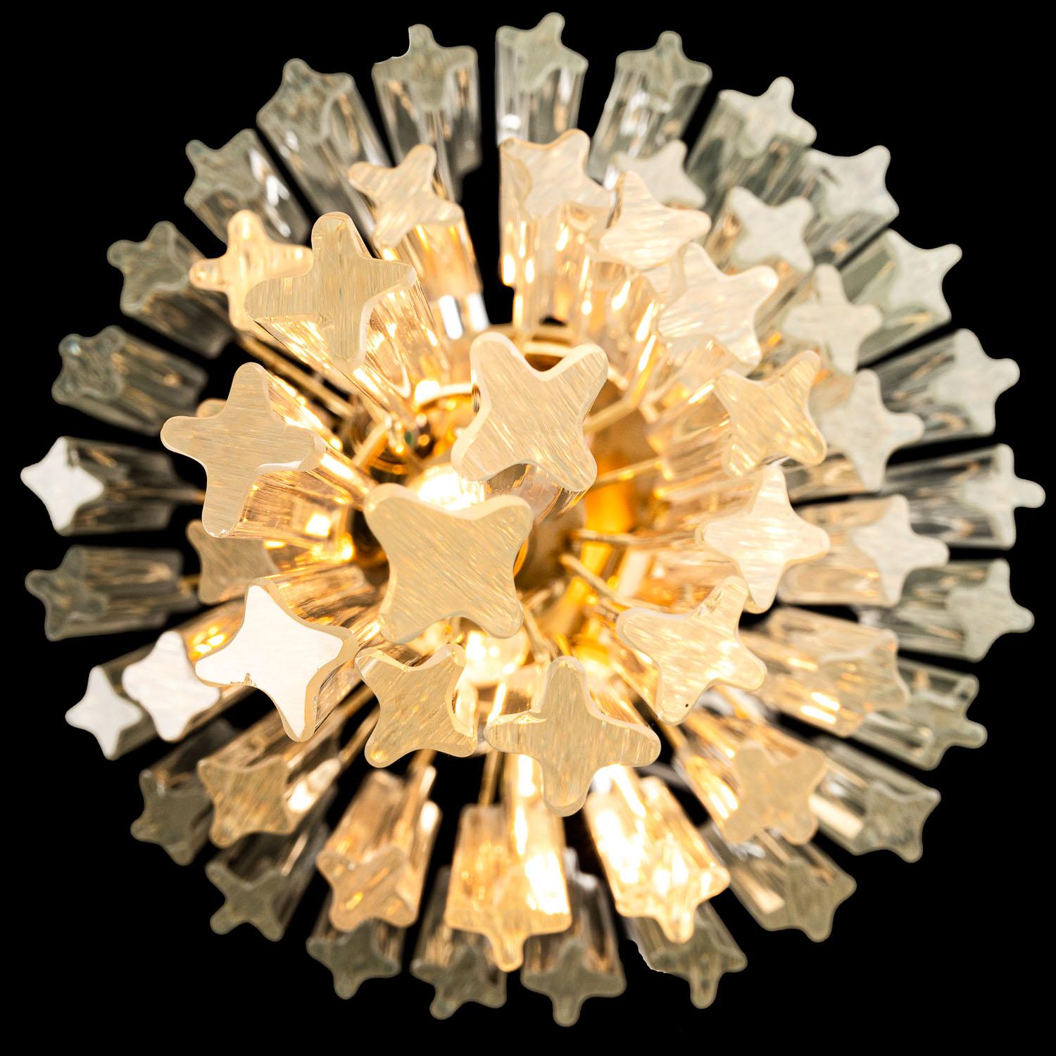 1960's Murano Glass and Brass Chandelier by Venini For Sale 9