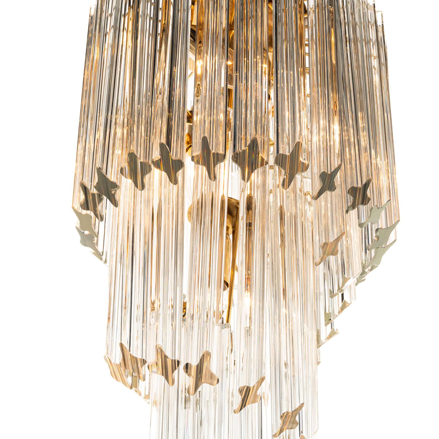 1960's Murano Glass and Brass Chandelier by Venini For Sale 1
