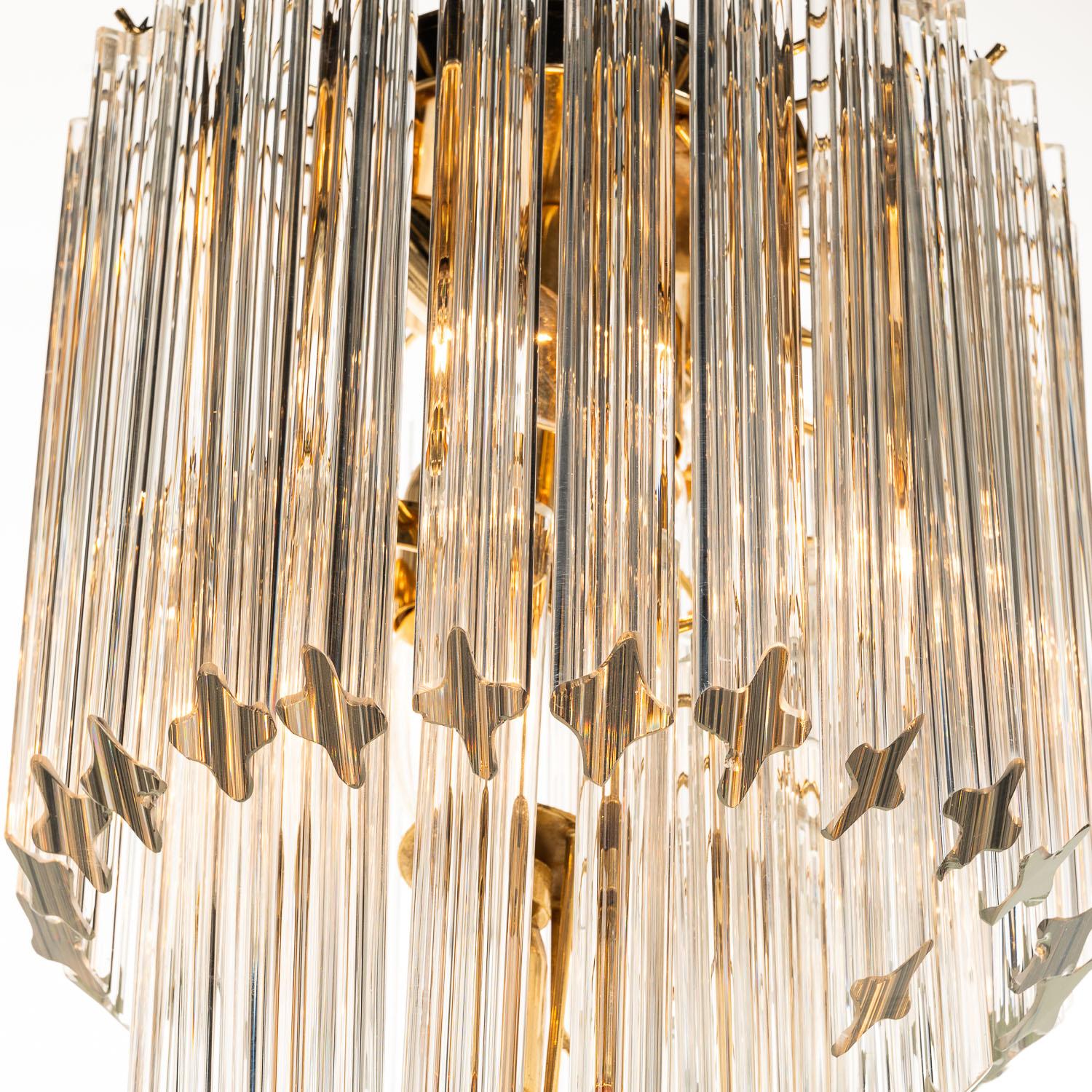 1960's Murano Glass and Brass Chandelier by Venini For Sale 2