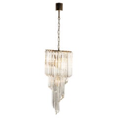 1960's Murano Glass and Brass Chandelier by Venini