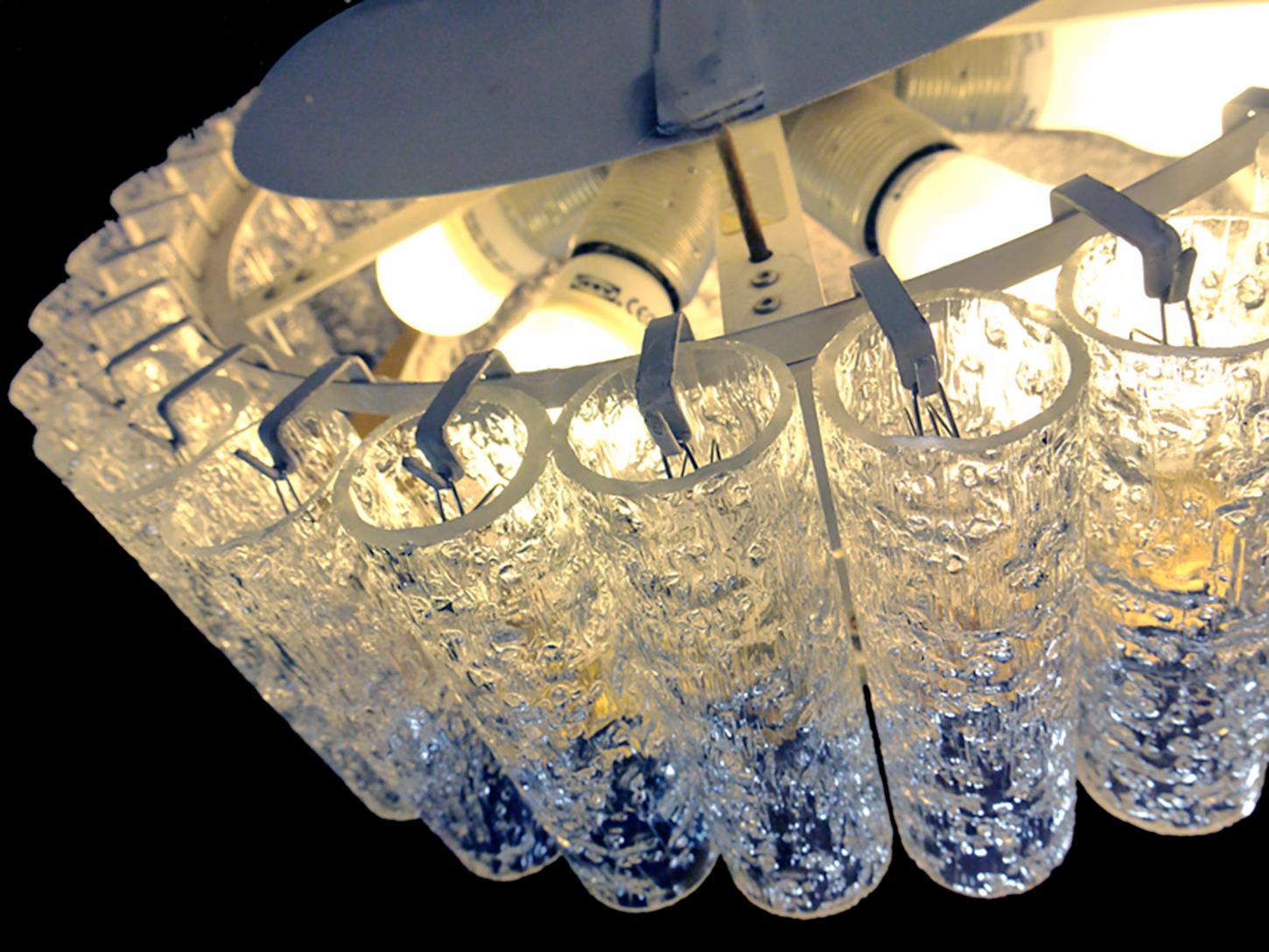 Hand-Crafted 1960s Murano Glass and Brass Flush Mount by Doria Leuchten Germany For Sale