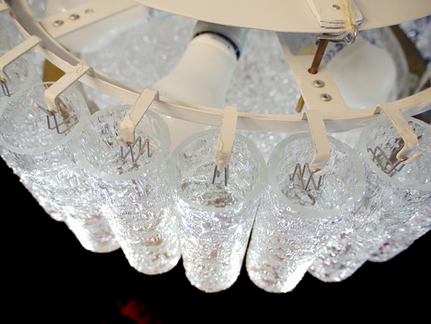 Mid-20th Century 1960s Murano Glass and Brass Flush Mount by Doria Leuchten Germany For Sale