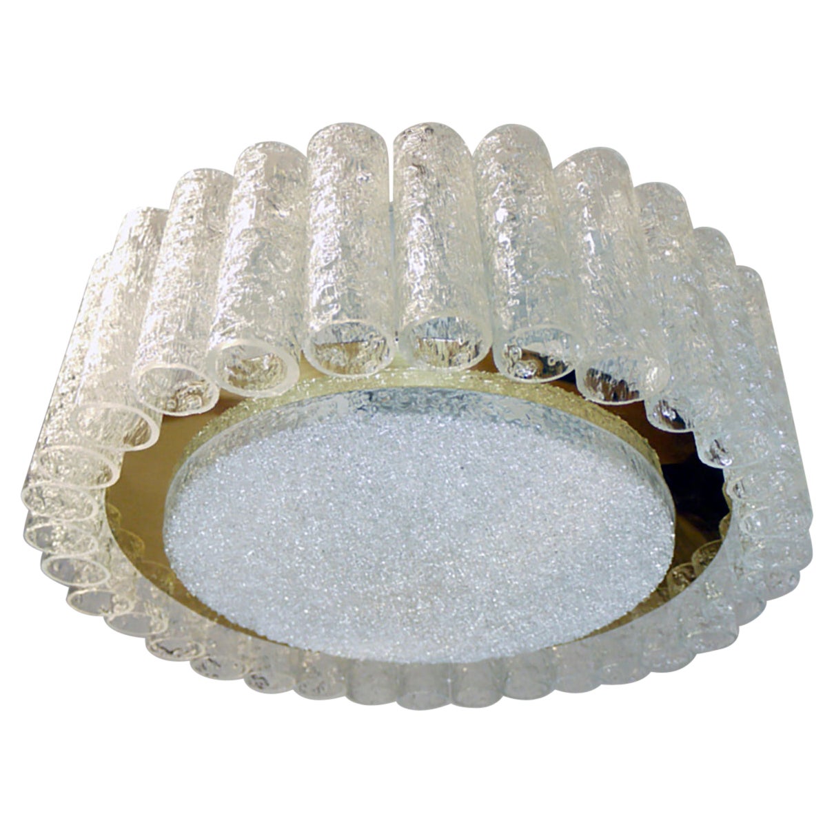 1960er Murano Glas und Messing Flush Mount von Doria Leuchten Germany
