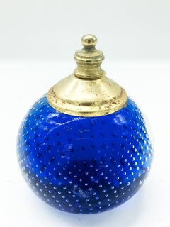 1960s Murano Glass and Brass Paperweight