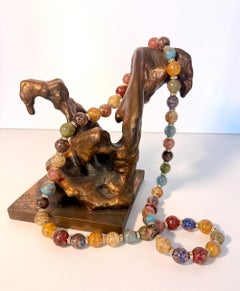 1960s Murano Glass Bead Necklace, Hand-Blown Gold Foil Spheres