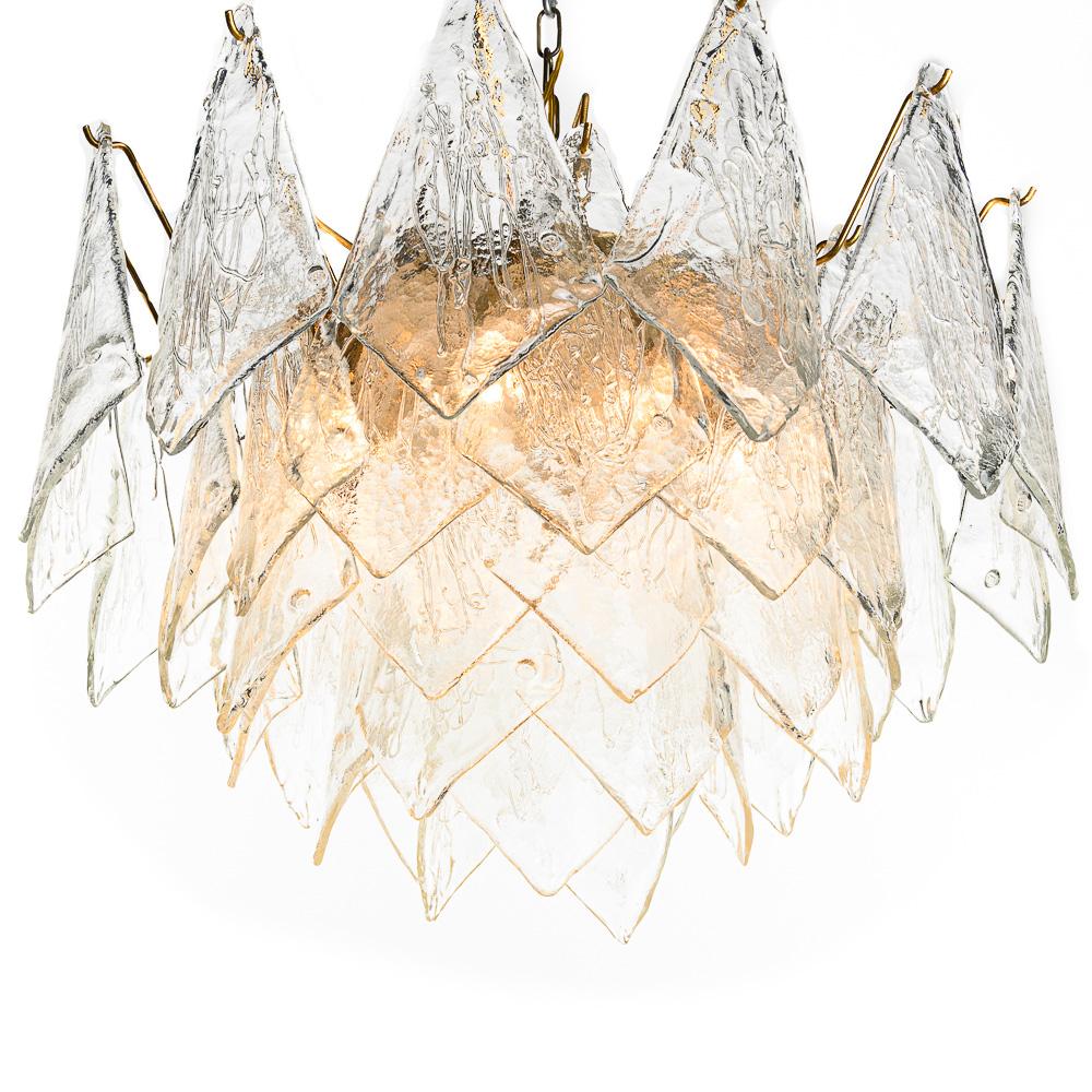 Ottone 1960's Murano Glass Chandelier by  Mazzega in vendita
