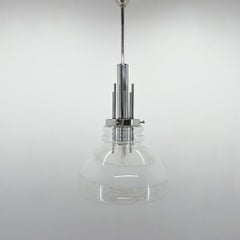 1960's Murano Glass & Chrome Pendant by Mazzega in Carlo Nason Style, Italy