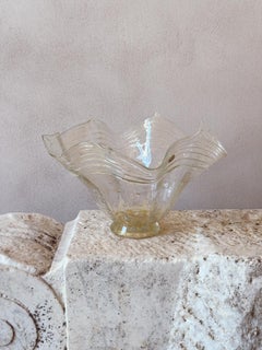 1960s Murano Glass Gold & Transparent Fluted Centrepiece
