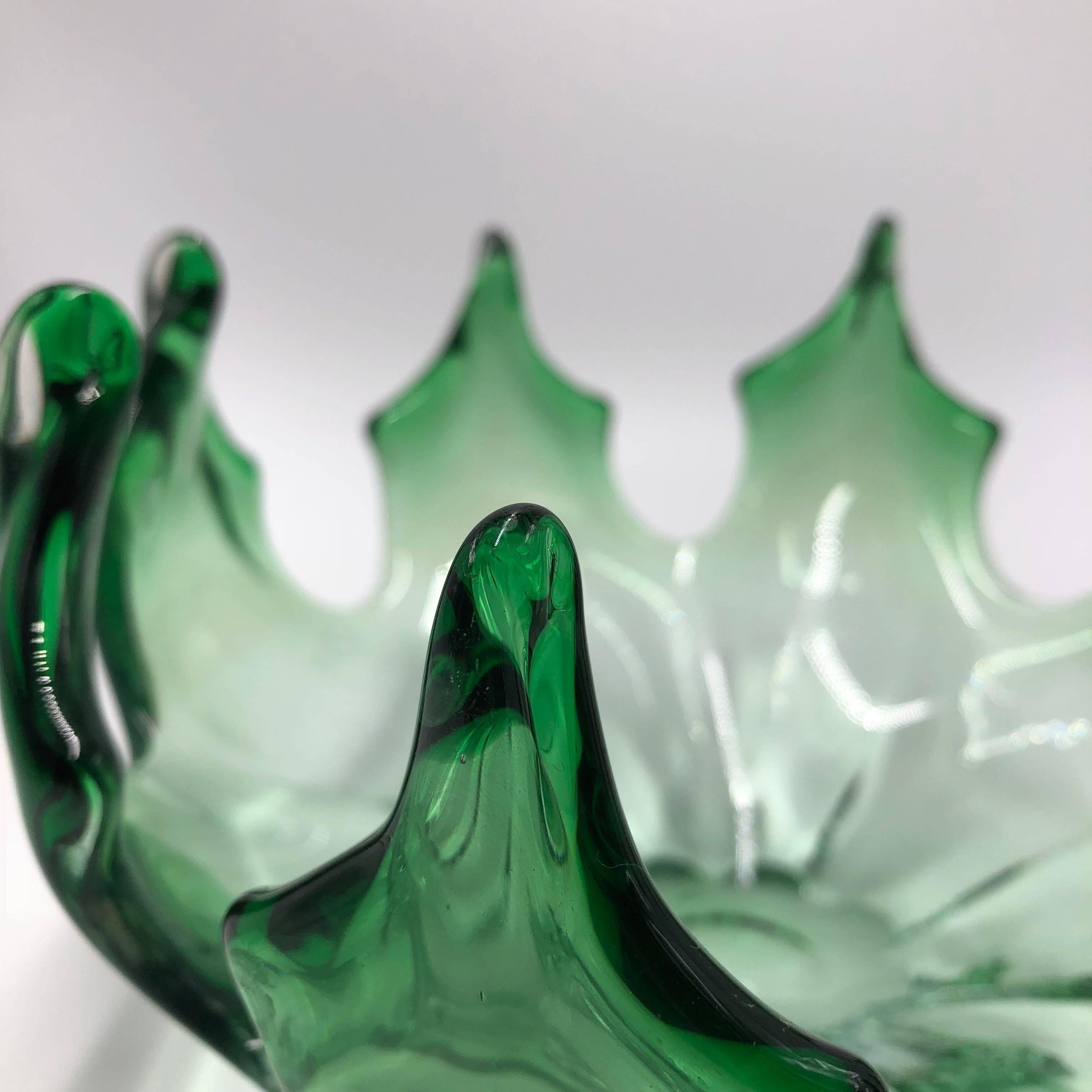 Mid-Century Modern 1960s Murano Glass Green Bowl