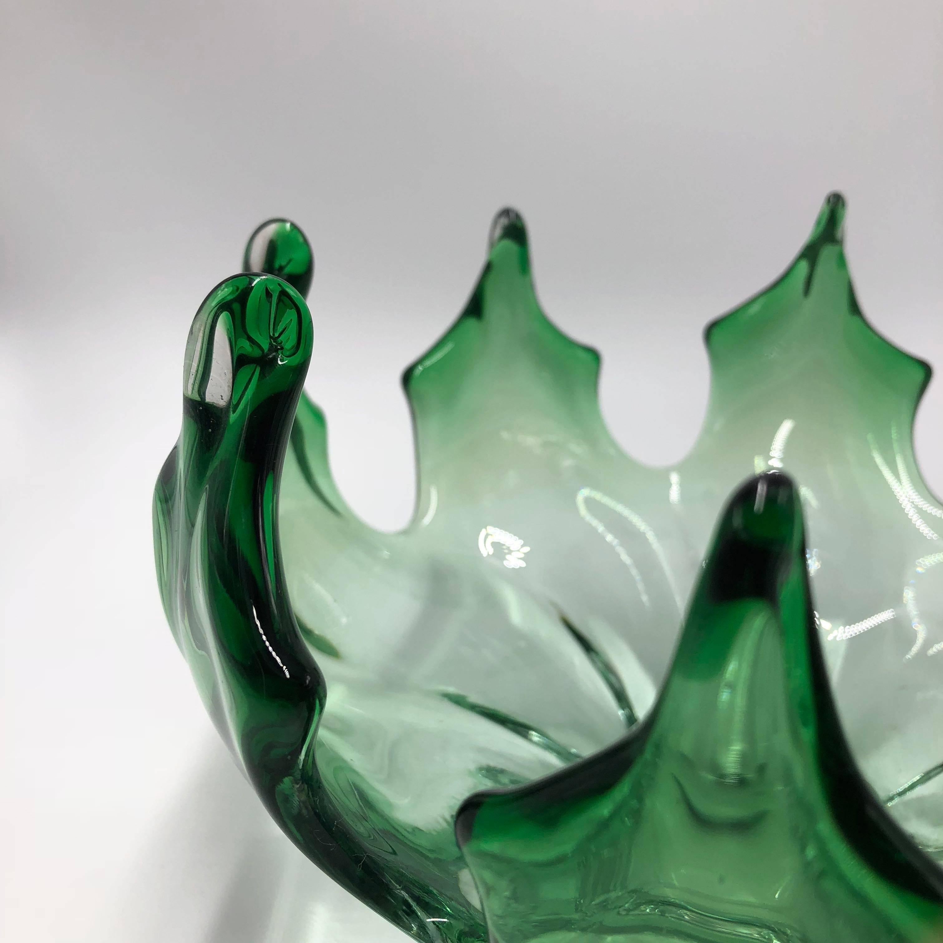 Italian 1960s Murano Glass Green Bowl