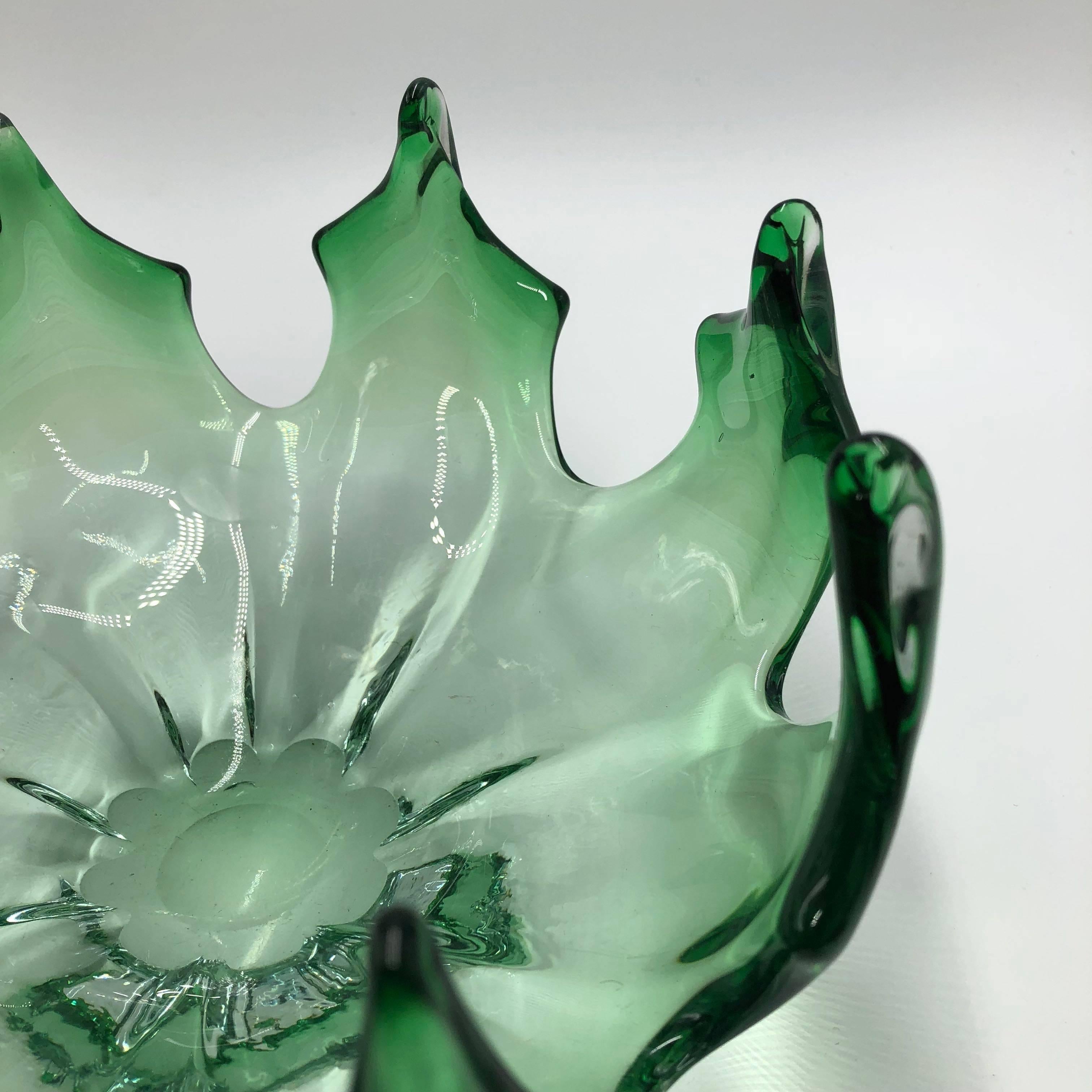1960s Murano Glass Green Bowl In Good Condition In Achterveld, NL