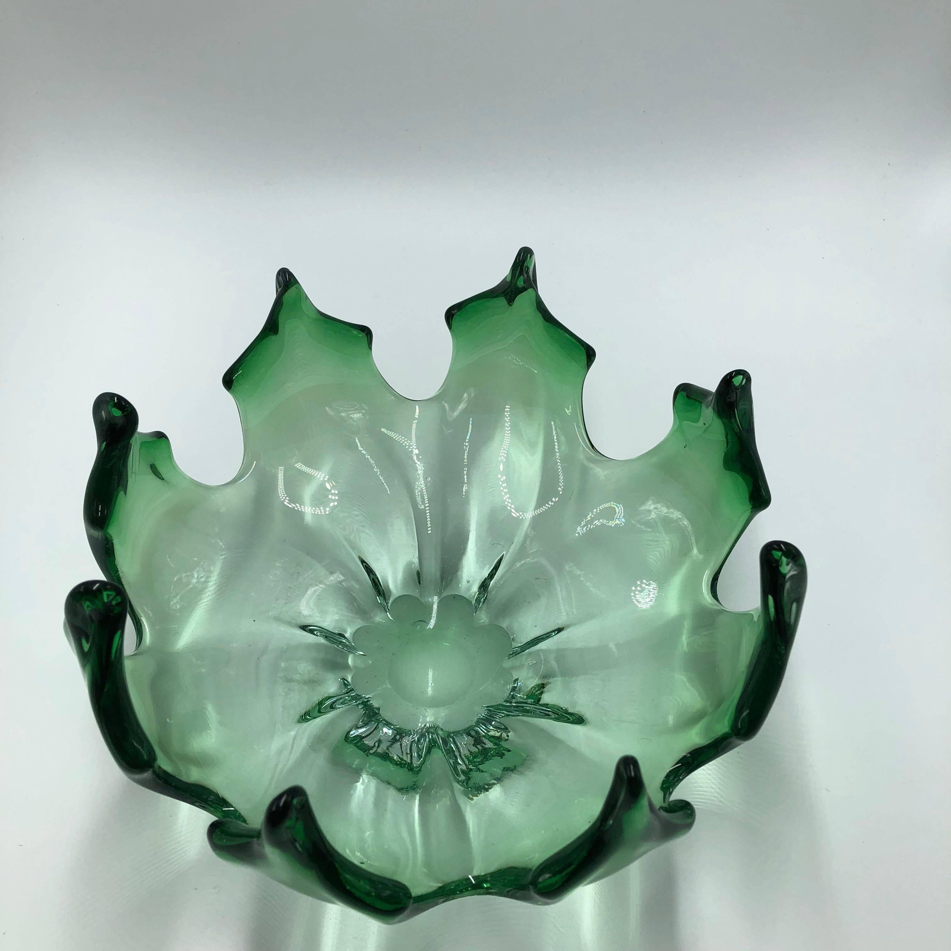 Mid-20th Century 1960s Murano Glass Green Bowl
