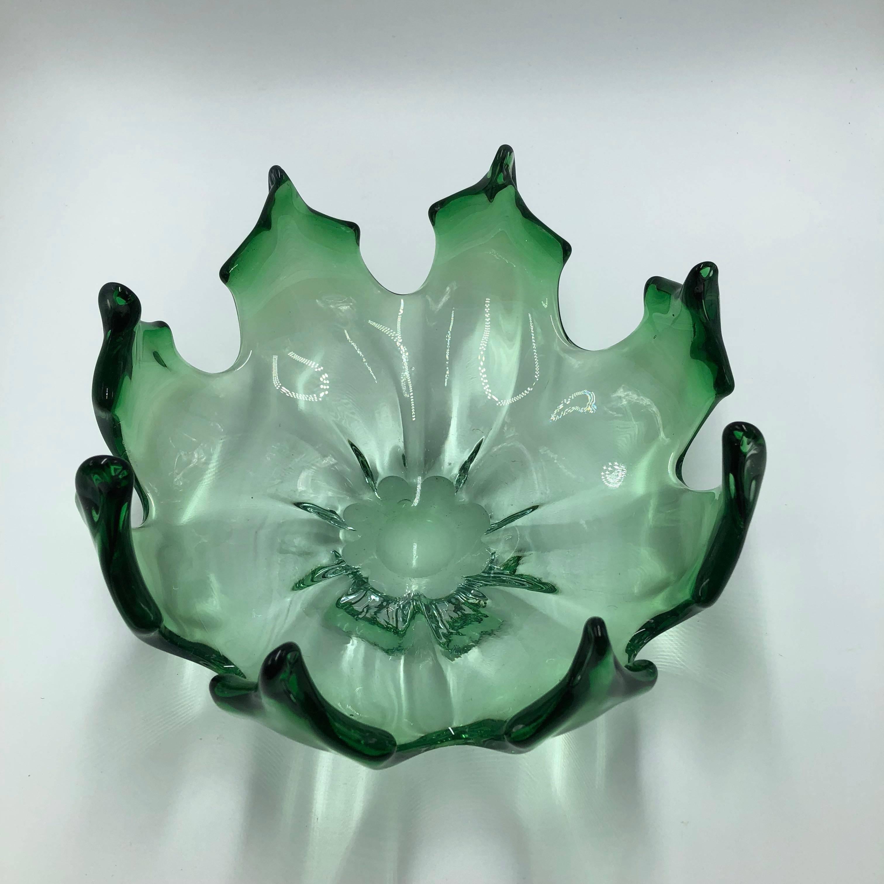 1960s Murano Glass Green Bowl 1