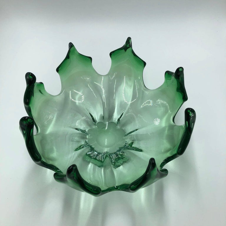 1960s Murano Glass Green Bowl For Sale 1
