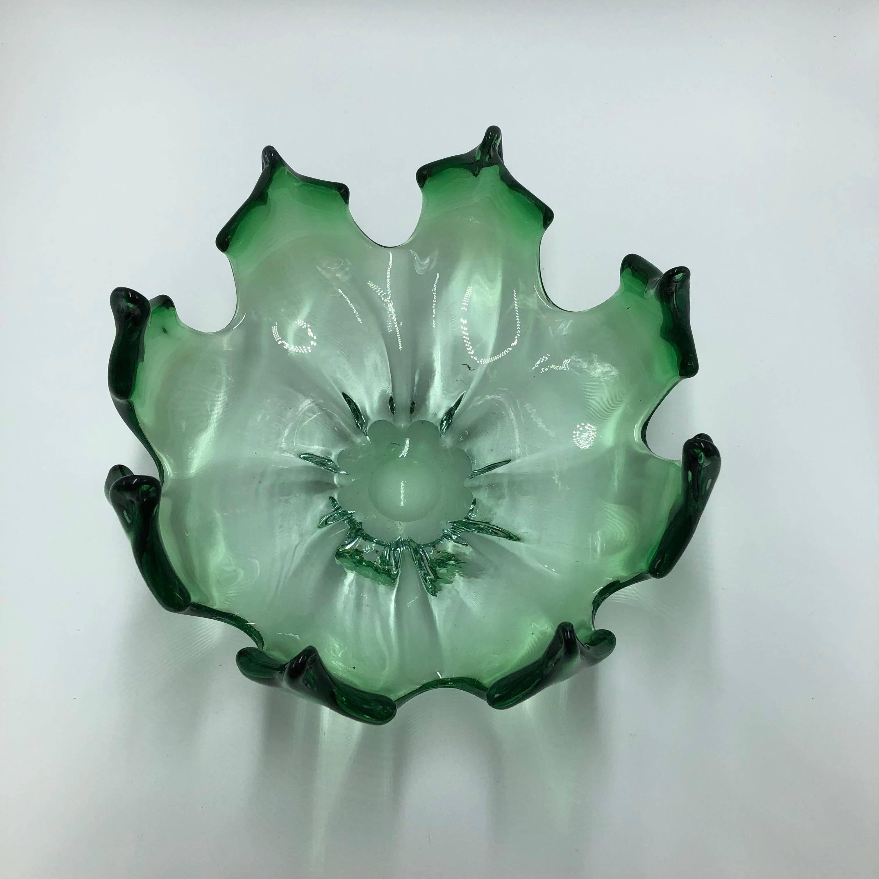 1960s Murano Glass Green Bowl 2