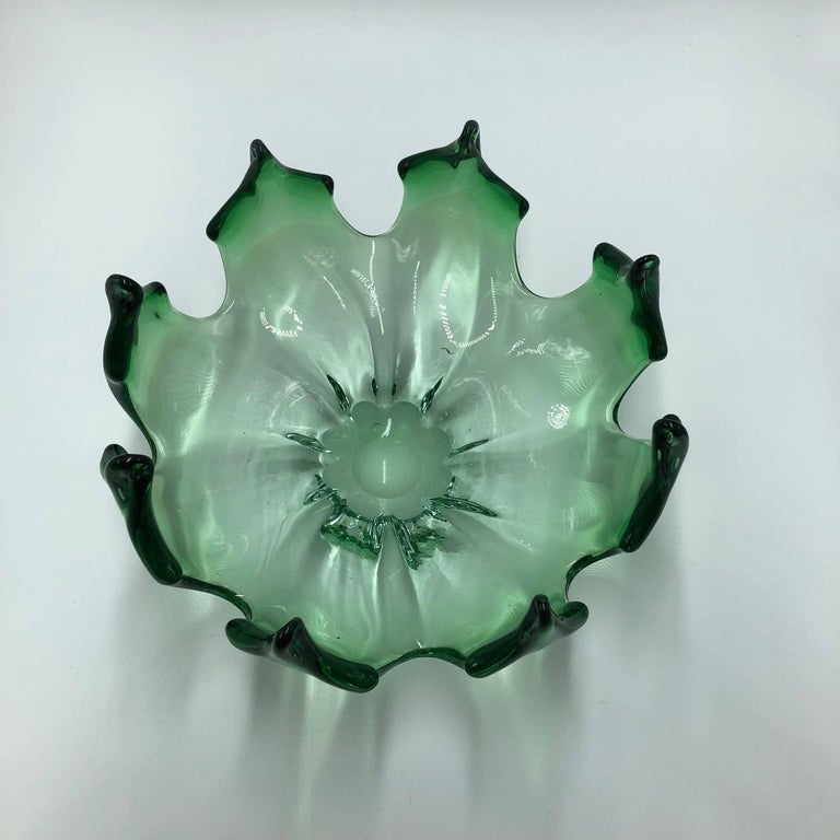 1960s Murano Glass Green Bowl For Sale 2