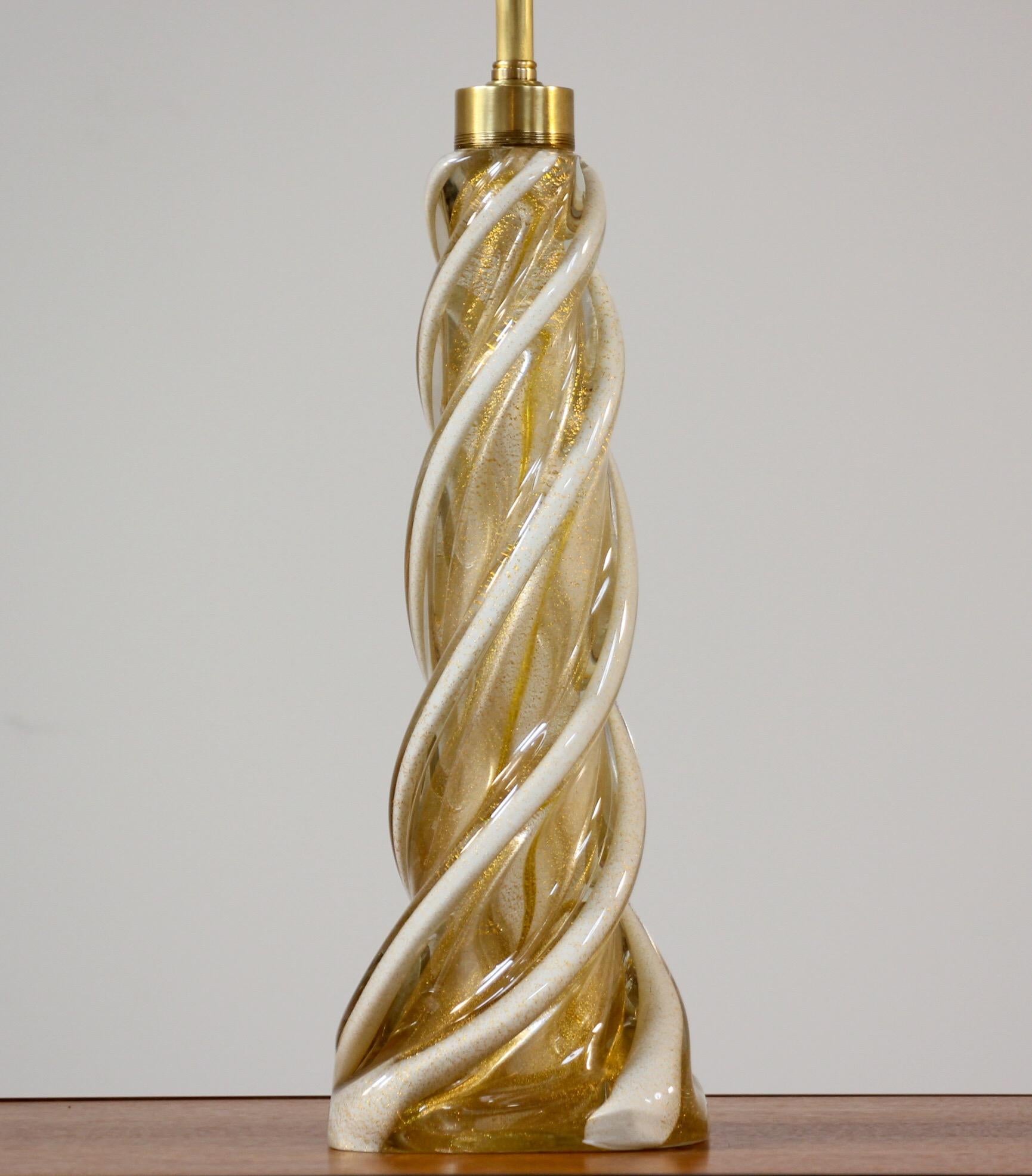 Brass 1960s Murano Glass Lamps by Seguso