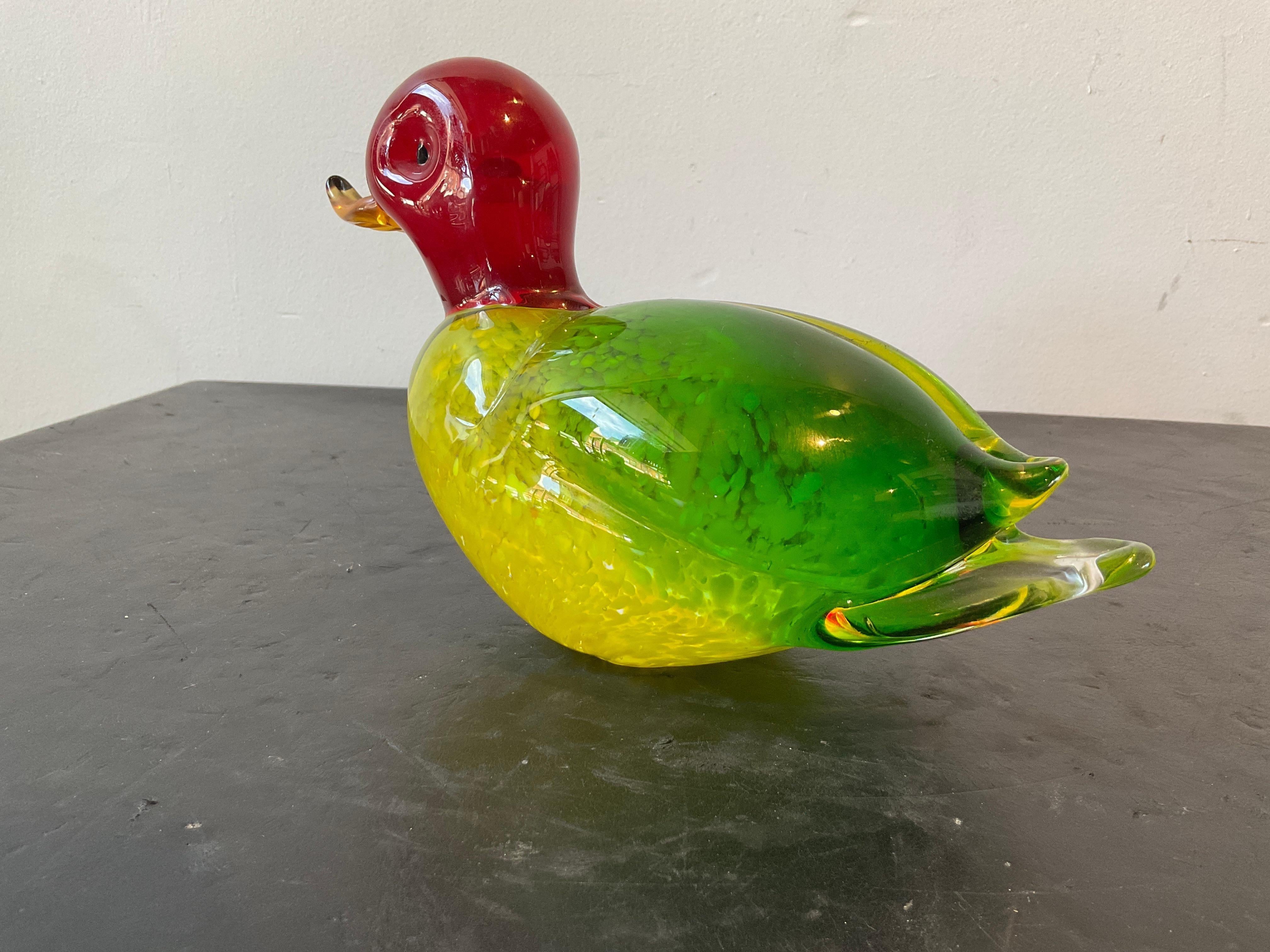 1960s Murano Glass Mallard Duck In Good Condition For Sale In Tarrytown, NY