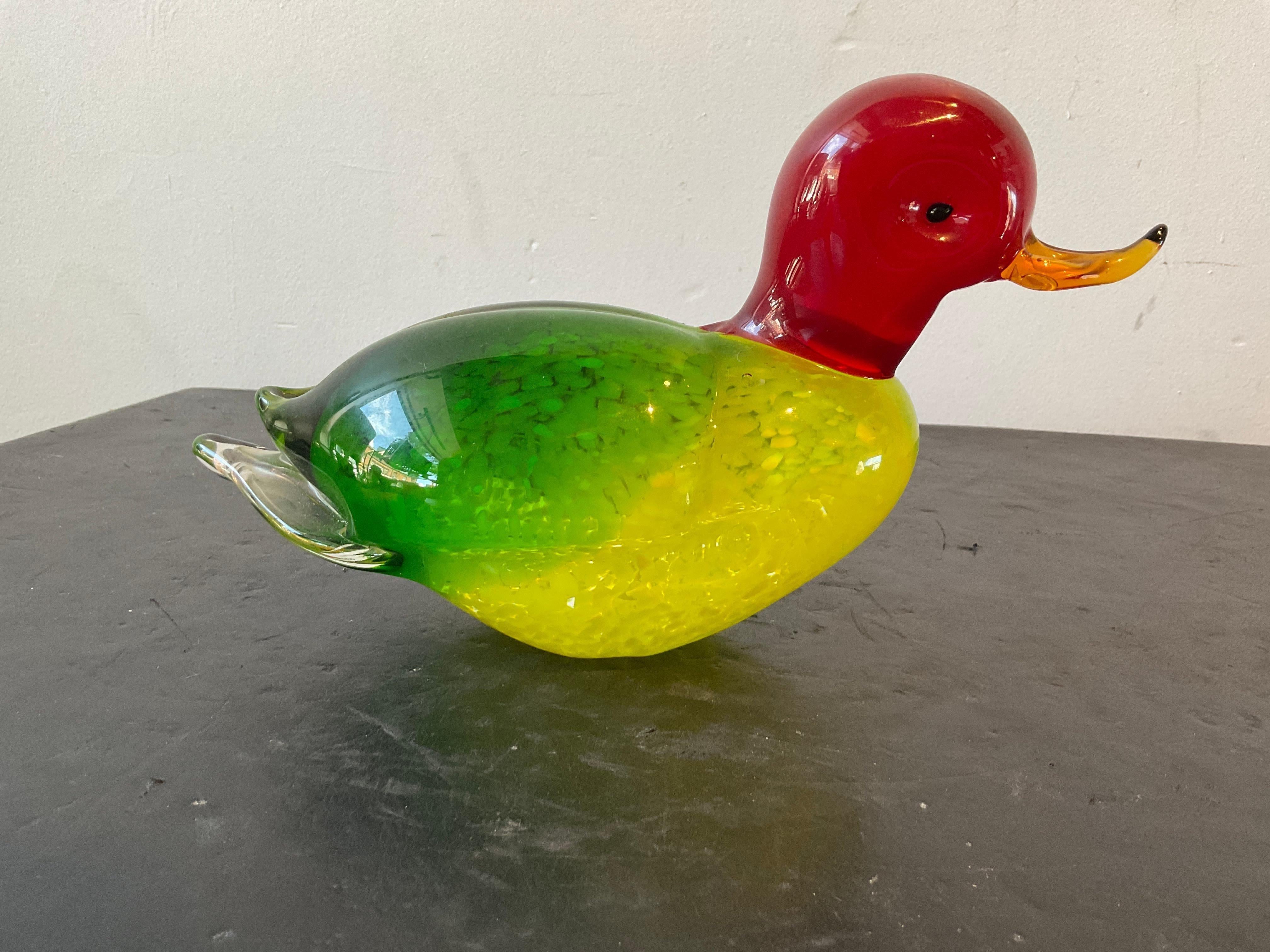 Art Glass 1960s Murano Glass Mallard Duck For Sale