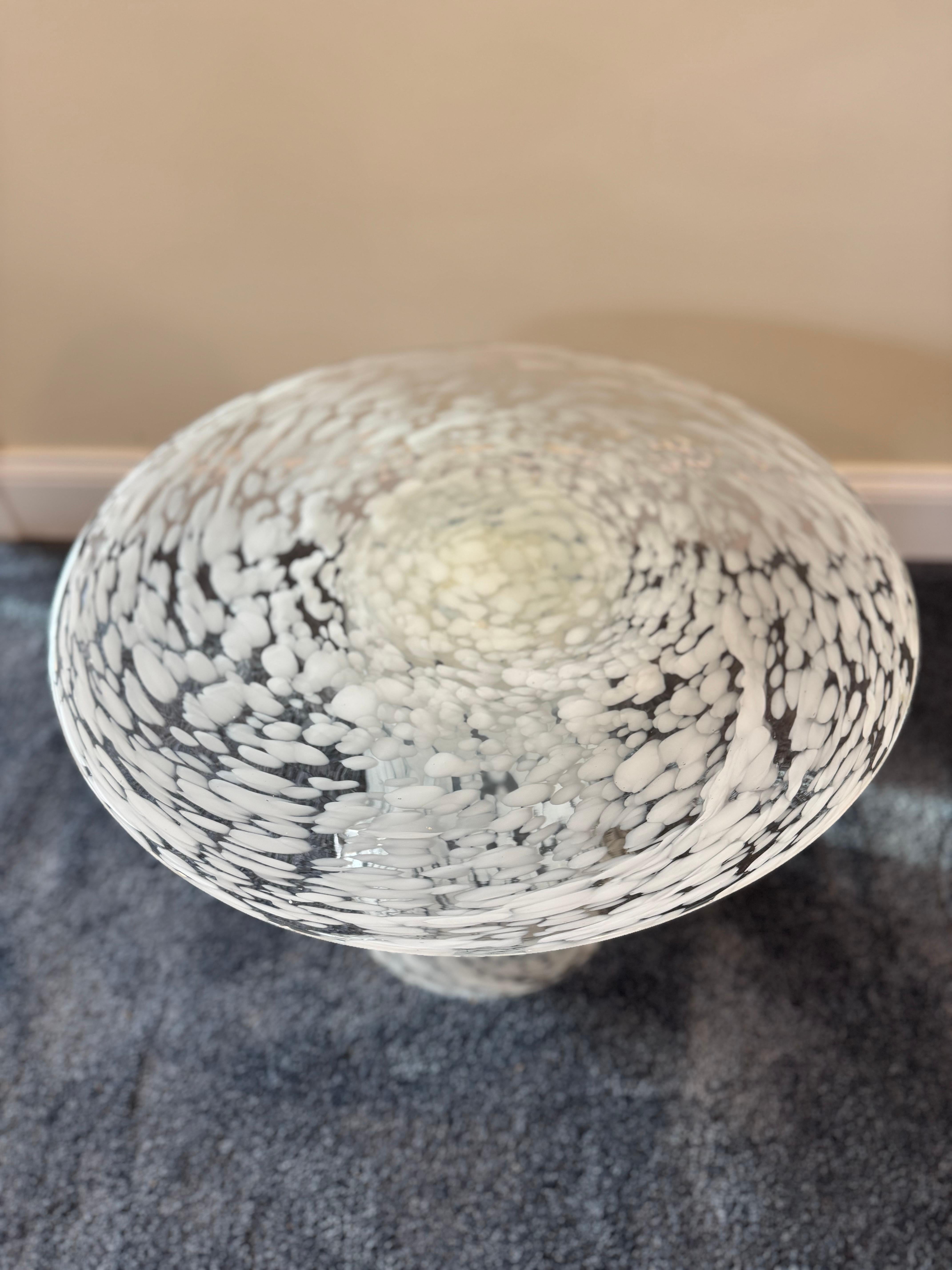Gorgeous vintage Murano blown-glass occasional table with a clean, elegant form. The speckling adds a distinctive detail to the glass, giving the piece a refined, modern finish. Ultra-chic and very rare. 19